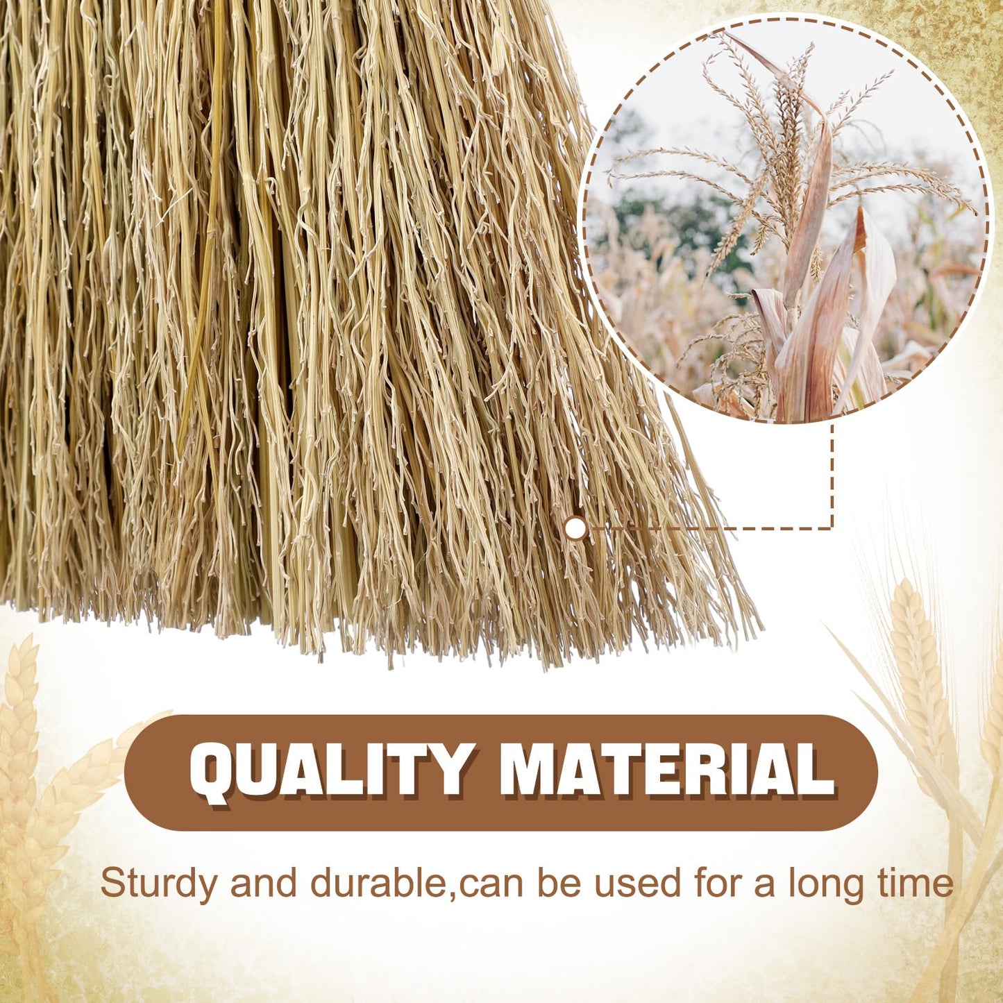 Suclain 1 Pcs 12 Inch Whisk Broom Hand Held Mini Corn Straw Whisk Broom Short Handle with Metal Hanger Halloween for Multi Surface Sweeping Small Hand Brush for Outdoor Car Porch Debris Dust Dirt