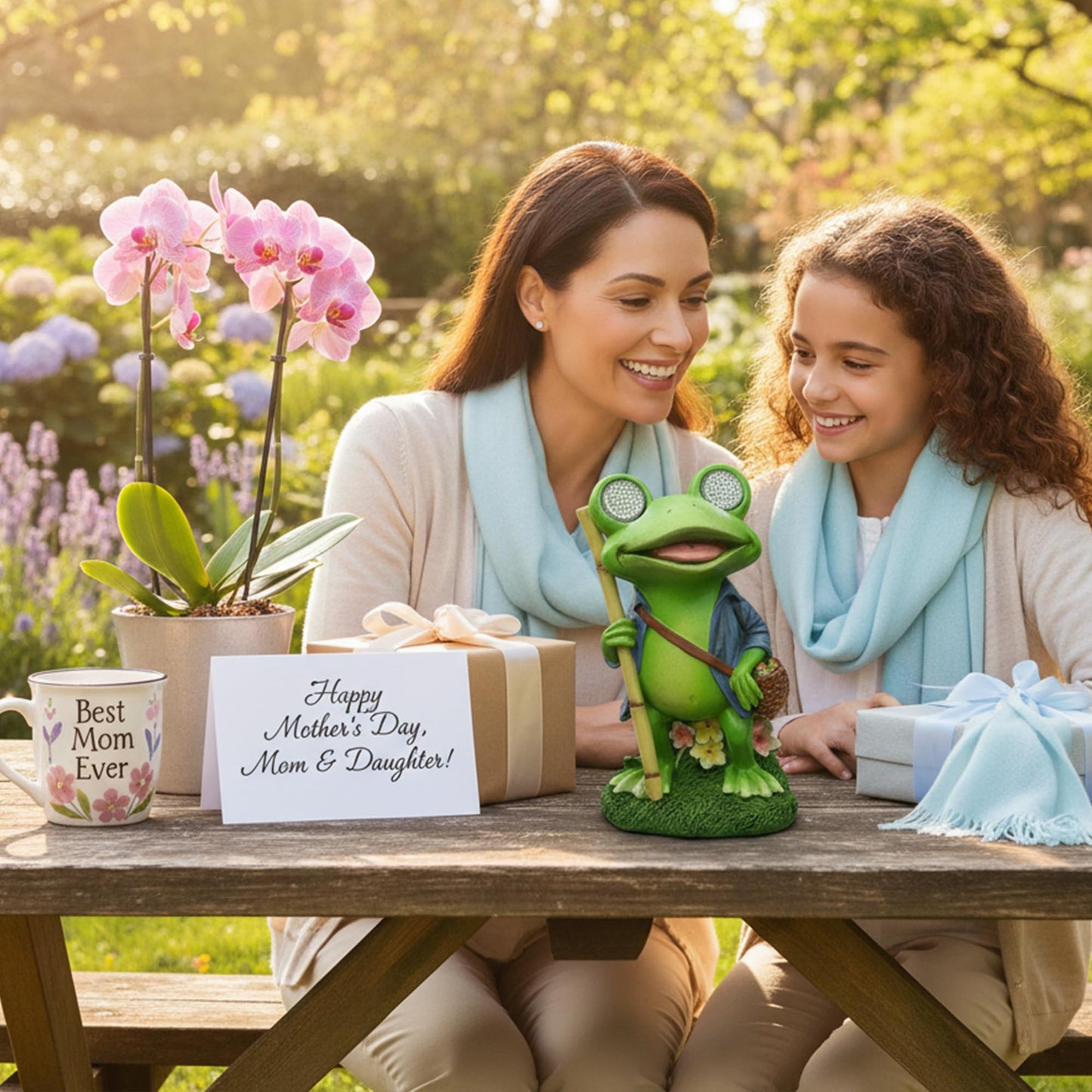 YOUERDA Frog Resin Garden Solar Lights Decorative Statue, Garden & Home Womens Birthday Gifts, Resin Animals Frog Outdoor Lawn Lights Solar Powered Ornaments, Spring Outdoor Room Home Decor