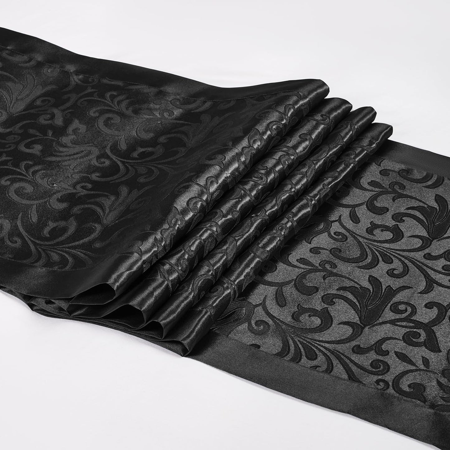 Cobedzy Black Satin Bed Runner for King Size Beds(1.8m), 50 x 240cm(20" x 94") Jacquard Bed Scarf Satin Bedding Scarves for Hotel, Home, Guesthouse