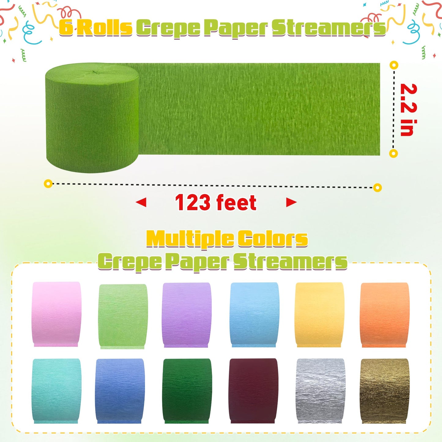 Oun Nana Dusty Blue Crepe Paper Streamers Party Decorations, 6 Rolls 738 Ft Party Streamers for Birthday, Baby Shower, Wedding, Graduation, Backdrops, Ceilings and DIY Crafts