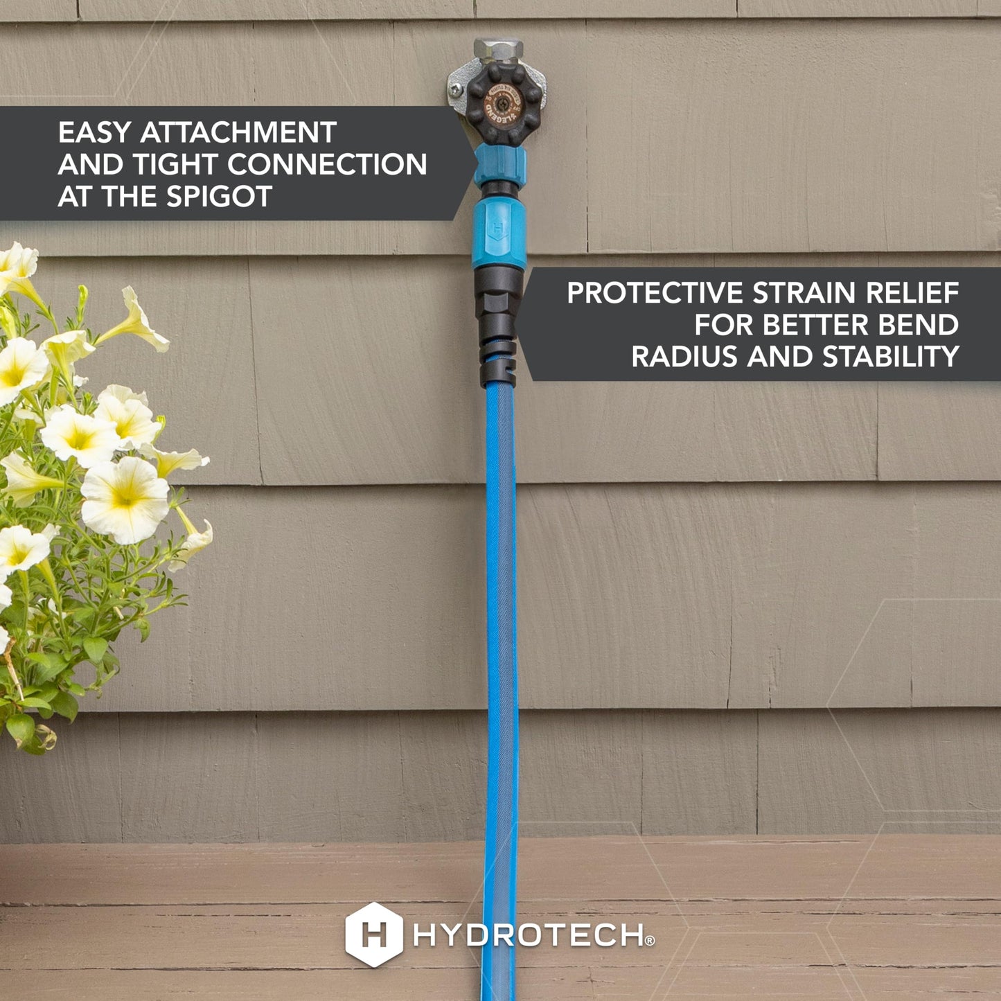 HydroTech FlatJacket 5/8" 25 ft Garden Hose with Patented Force Control Technology- Flexible, Kink-Free, Lightweight Hose for Lawn, Garden, Car Washing, Deck and Patio Cleaning