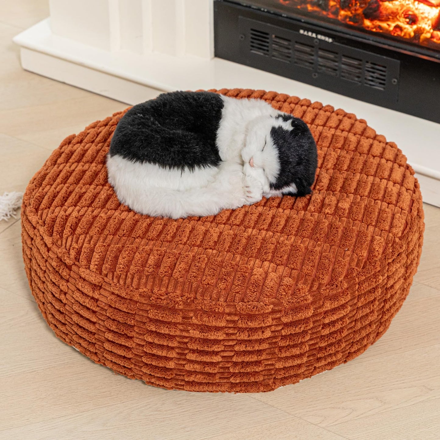 Asuprui Round Floor Pillow Soft Floor Cushion for Sitting Fur Meditation Pillow Premium Yoga Pillow for Living Room Bedroom Balcony Outdoor (Orange)