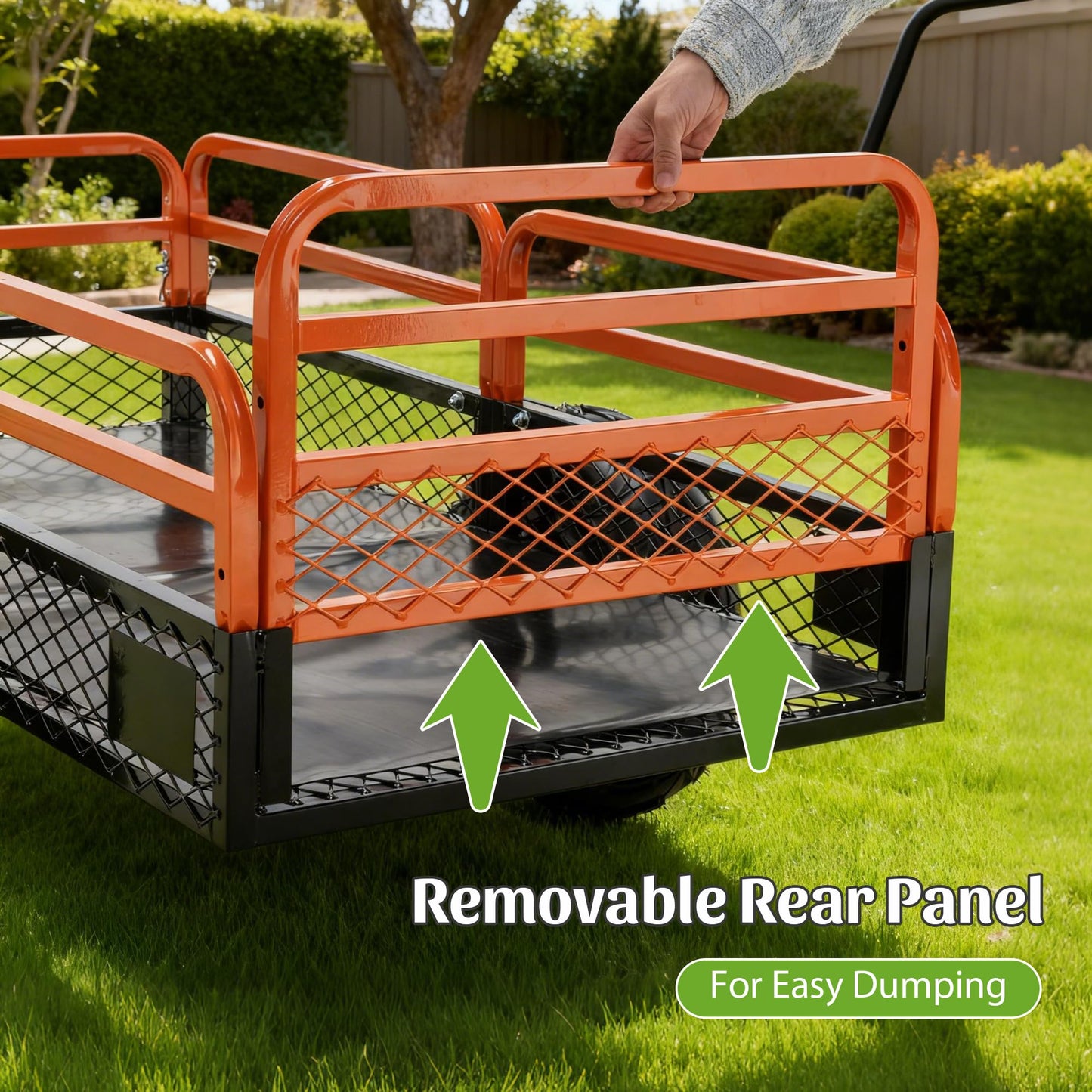KEIKI 1500 lb Capacity Dump Cart Trailer Tow Behind, 15 Cu Ft Heavy Duty Garden Wagon with Foot Pedal Dump, Steel Utility Cart for ATV UTV Lawn Tractor Yard Hauling