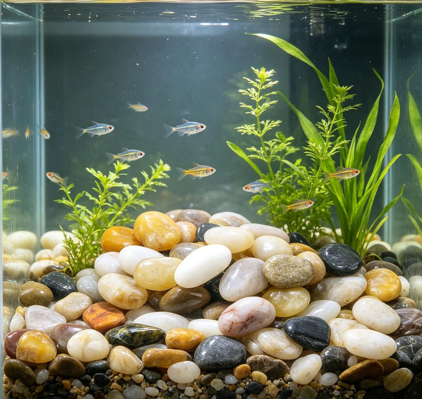 SIDONG 10 LB Mixed River Rocks, 0.3-0.5 Inches High Polished Pebbles for Indoor Plants, Aquarium Rocks Used in Fish Tank, Decorative Stones for Plants, Vases, Home Décor, Crafting, Garden Landscaping