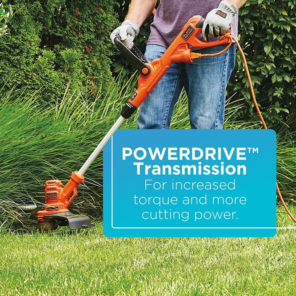 BLACK+DECKER Weed Wacker with Auto Feed, 14-Inch 2 in 1 String Trimmer Lawn Edger, Powerful 6.5-Amp Lightweight Electric Weed Eater (BESTA510)