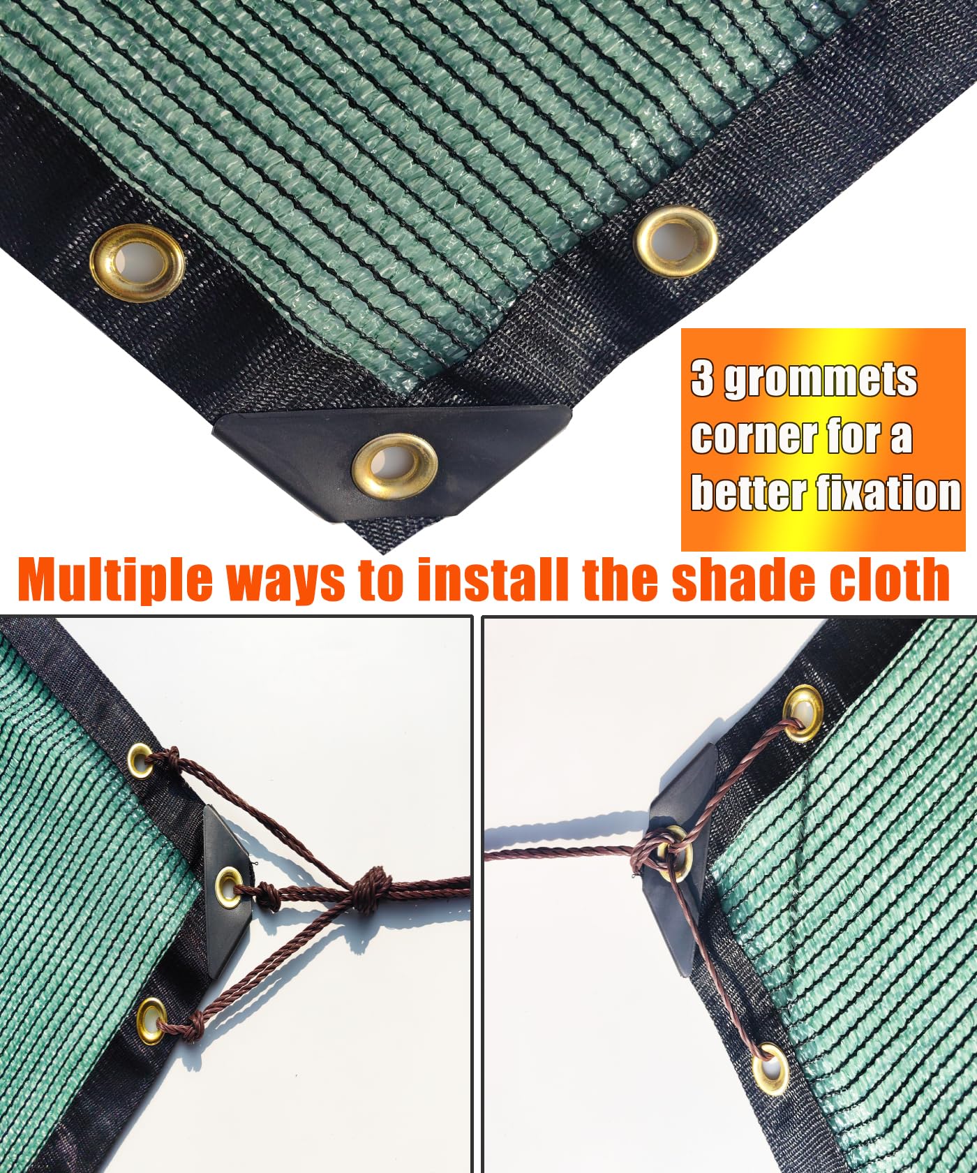 E.share 70% Green Colored Shade Cloth 6ft x 8ft Sun Shade Netting with Grommets, Breathable UV Block Balanced Shade for Garden Plants Patio Pergola Chicken Coop Kennel