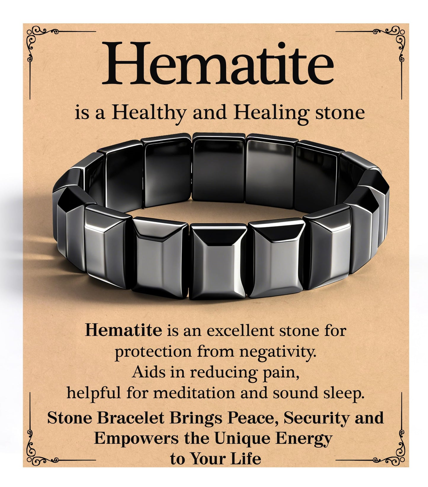 DONYUDE Hematite Bracelet for Men Black Natural Hematite to Reclaim Energy Confidence Elastic Crystal Bracelets Motivational Gift Unleash Your Inner Strength Birthday Gifts Jewelry