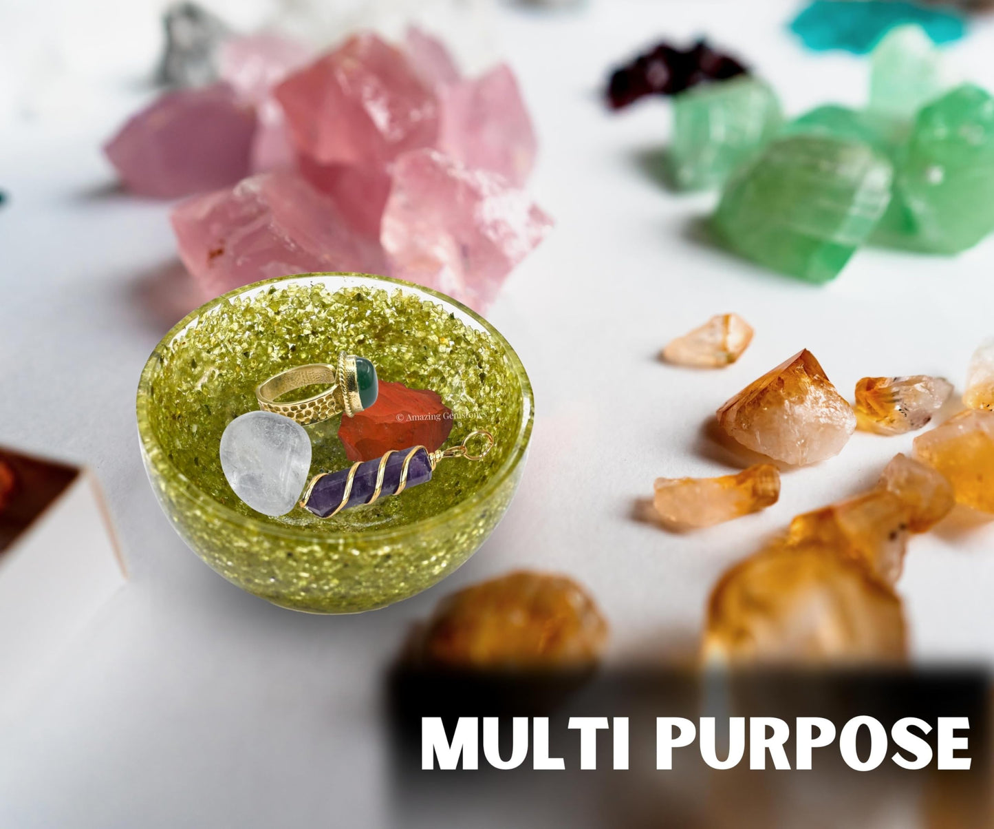 Amazing Gemstone Peridot Orgonite Orgone Crystal Gemstone Bowl - 3" Orgonite Peridot Crystal Bowl for Meditation, Crystals and Healing Stones Gift and Protection
