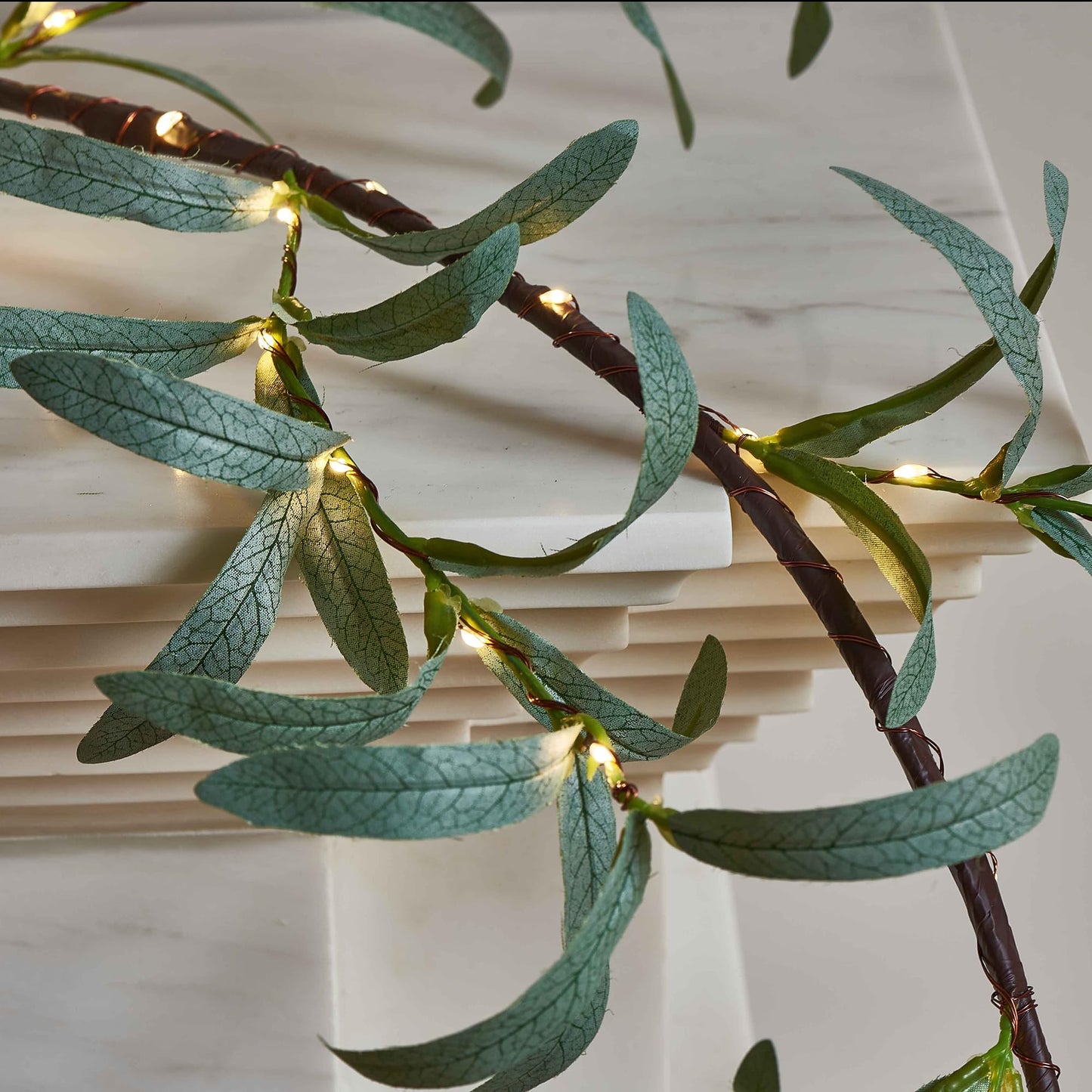 LITBLOOM Lighted Olive Garland Battery Operated with Timer 96 Fairy Lights 6FT, Artificial Greenery Twig Vine Lights for Christmas Spring Fireplace Mantle Decoration Indoor Outdoor