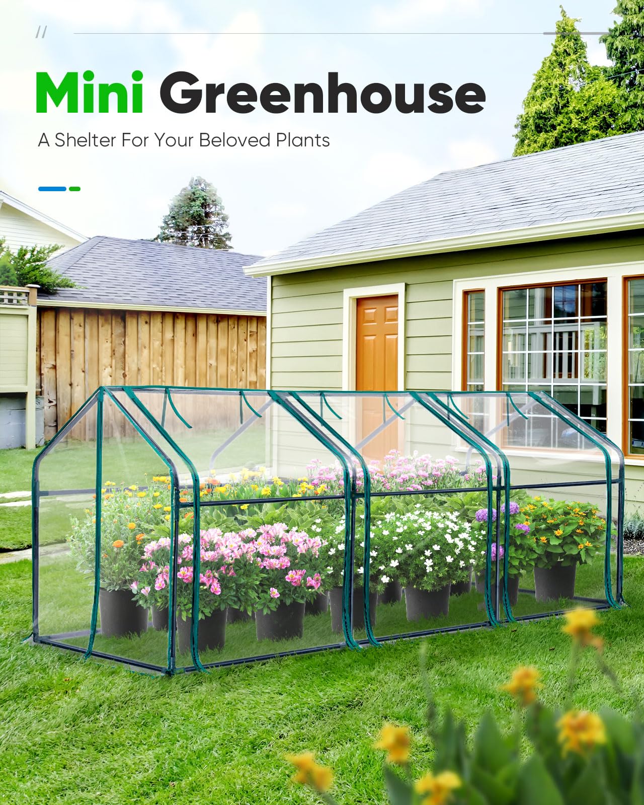 Quictent Mini Greenhouse, Portable Quick-Setup Small Tabletop Waterproof UV Protected PVC Cover Shelter for Outdoors/Indoors W/ Raised Base for Garden Plant Seed Starting, 8 Stake, 95"x36"x36", Clear