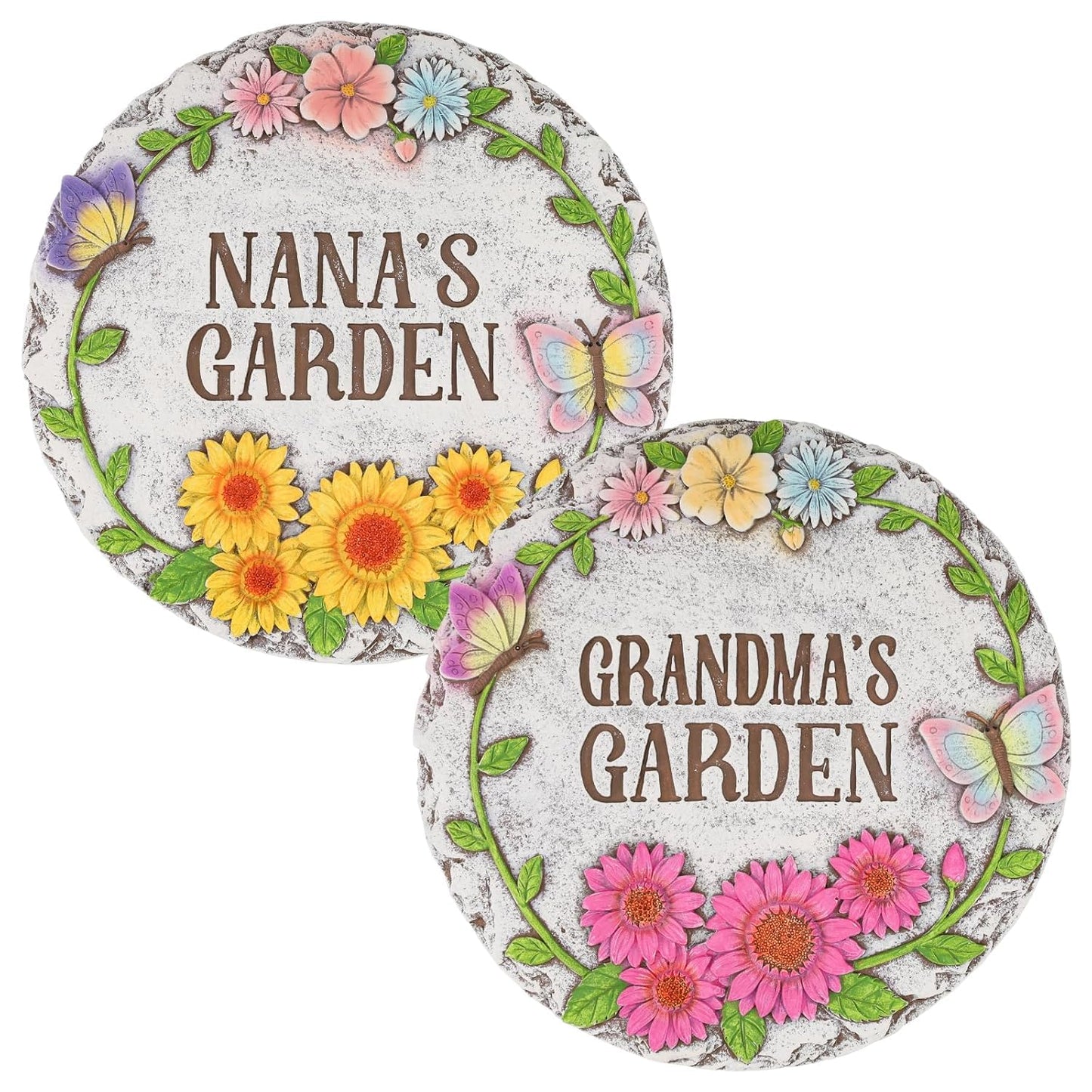 Garden Stepping Stones Set of 2,Ybenlld 10 inch Nana's Outdoor Garden Decor,Decorative Stones Pavers for Garden Walkway Landscaping,Grandma’s Gift