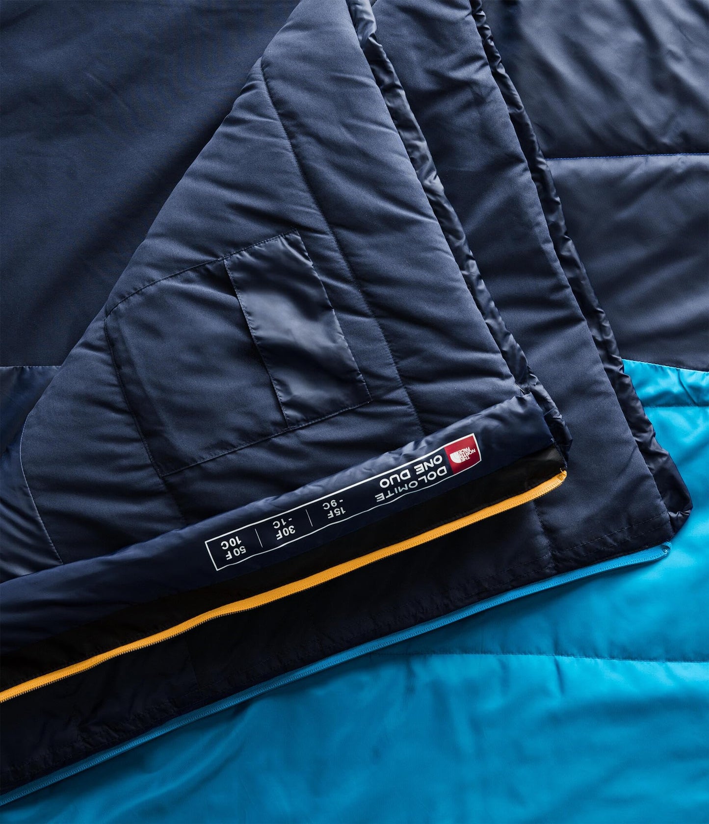 THE NORTH FACE Dolomite 2 Person Sleeping Bag 15F / -9C - Rectangular, 3-in-1 Insulation, Water Repellent, Fleece Lined, Hyper Blue/Radiant Yellow-NPF, Regular
