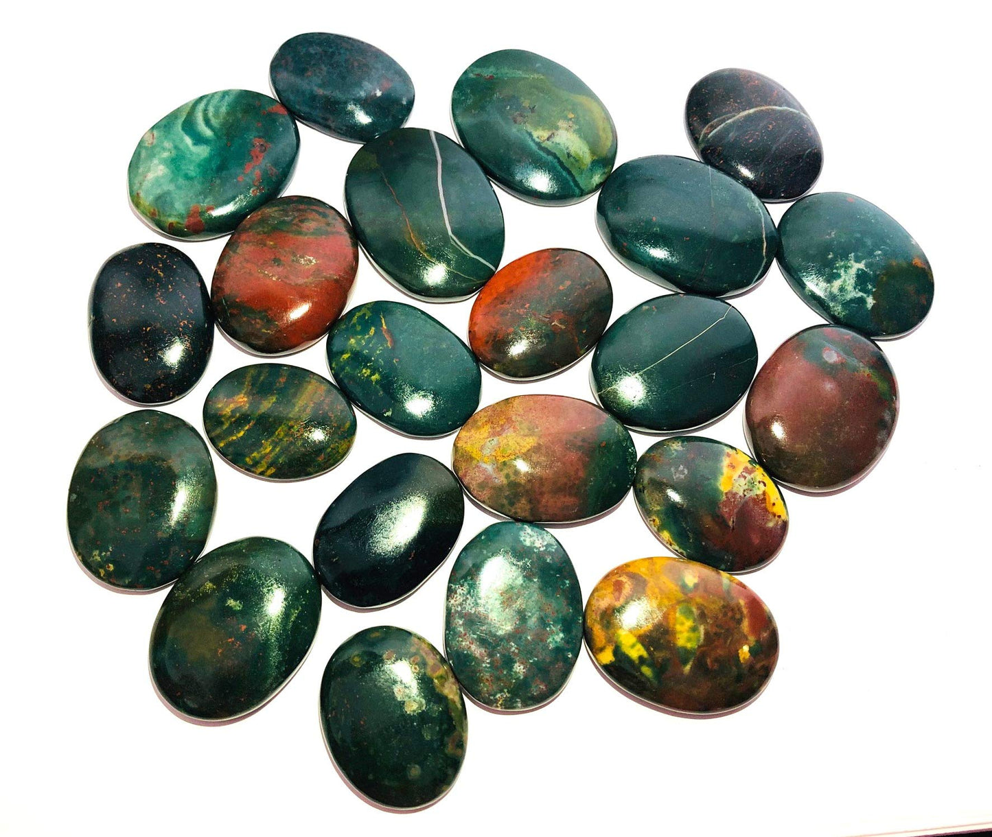 crystalmiracle Bloodstone Worry Stone Positive Energy Crystal Healing Thumb Stone for Metaphysical Powerful Health Wealth Reiki Protective Meditation Feng Shui Gifts for Men Women
