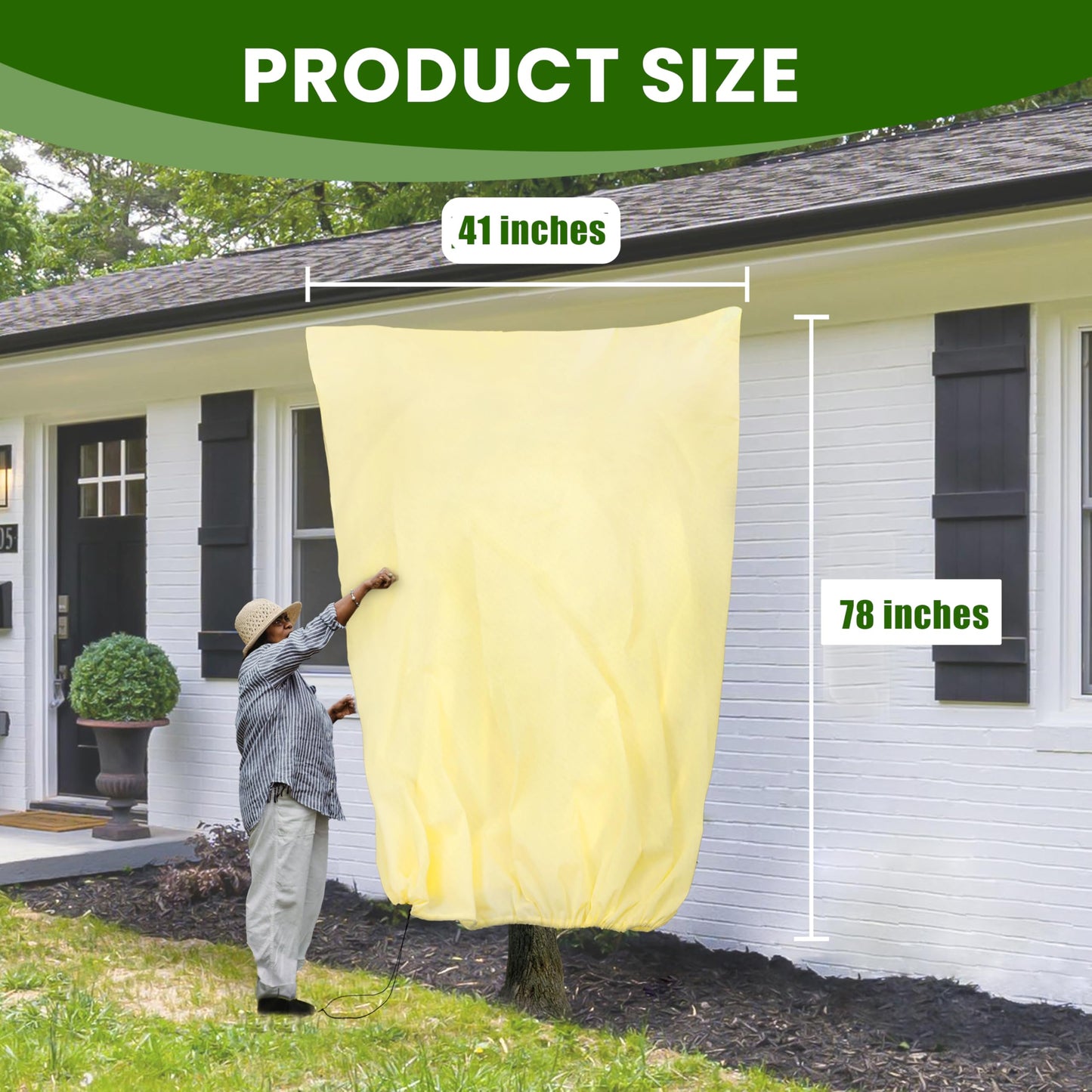 78x41inches Plant Covers Freeze Protection,2 Packs Thickened 2.82oz/yd² Frost Cloth for Outdoor Plants,Winter Tree Covers with Zipper&Drawstring,Plant Blanket for Winter Plant Covers Freeze Protection