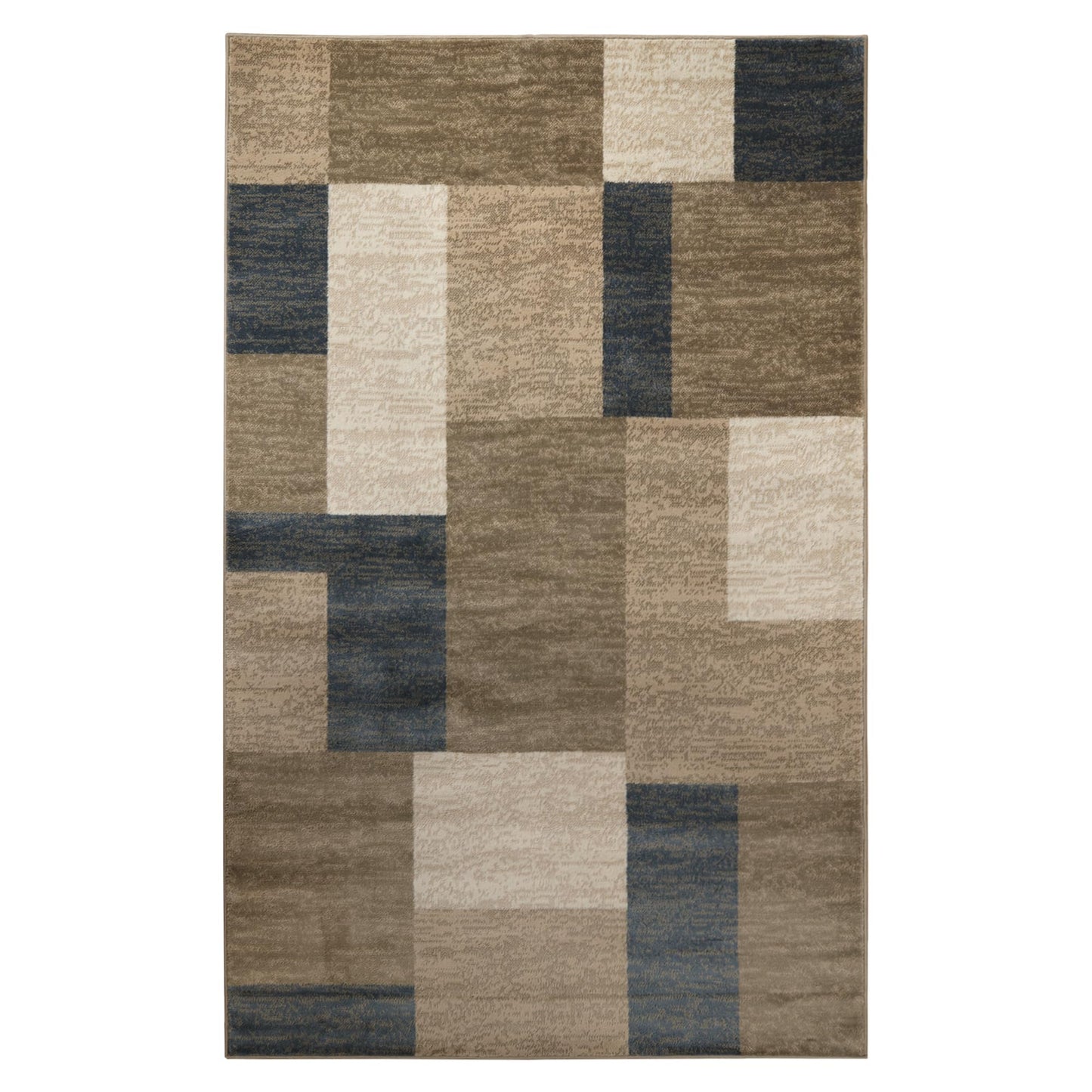 Superior Indoor Large Area Rug, Jute Backed, Perfect For Entryway, Office, Living/ Dining Room, Bedroom, Kitchen, Modern Geometric Patchwork Floor Decor, Clifton Collection, 5' x 8', Grey/ Brown