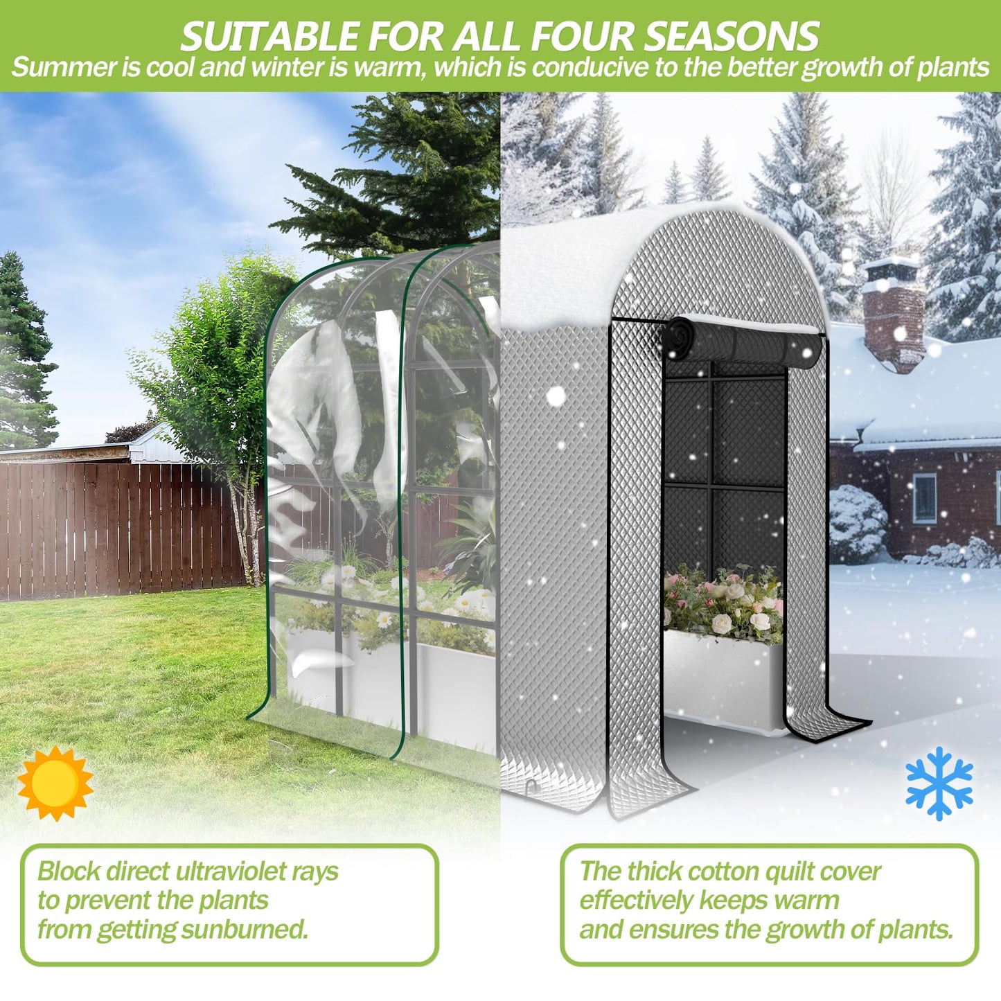 BUKLIYN Greenhouses for Outdoors - 90.5'' × 50.8'' × 89.3'' Walk in Plant Greenhouses,Double-Layer Covering - PVC Film and Cotton Film, Suitable for All Seasons