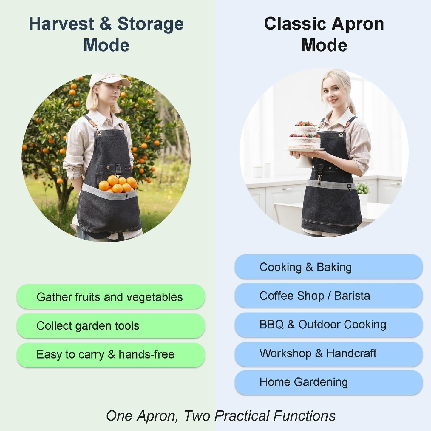Cilkus Gardening Apron – Denim Cross Back Garden & Harvest Apron with Adjustable Straps and Large Pockets for Women & Men