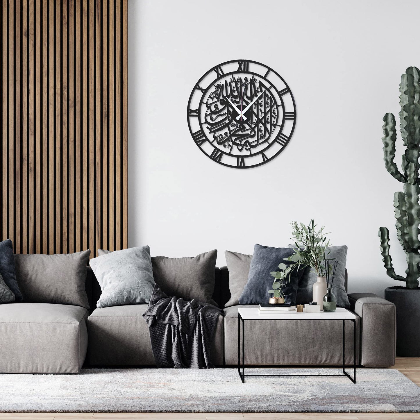 iwa concept First Kalima Metal Islamic Silent Clock | Islamic Ramadan Wall Decorations | Modern Muslim Housewarming Gift | Arabic Calligraphy | Quran Wall Art (Black)