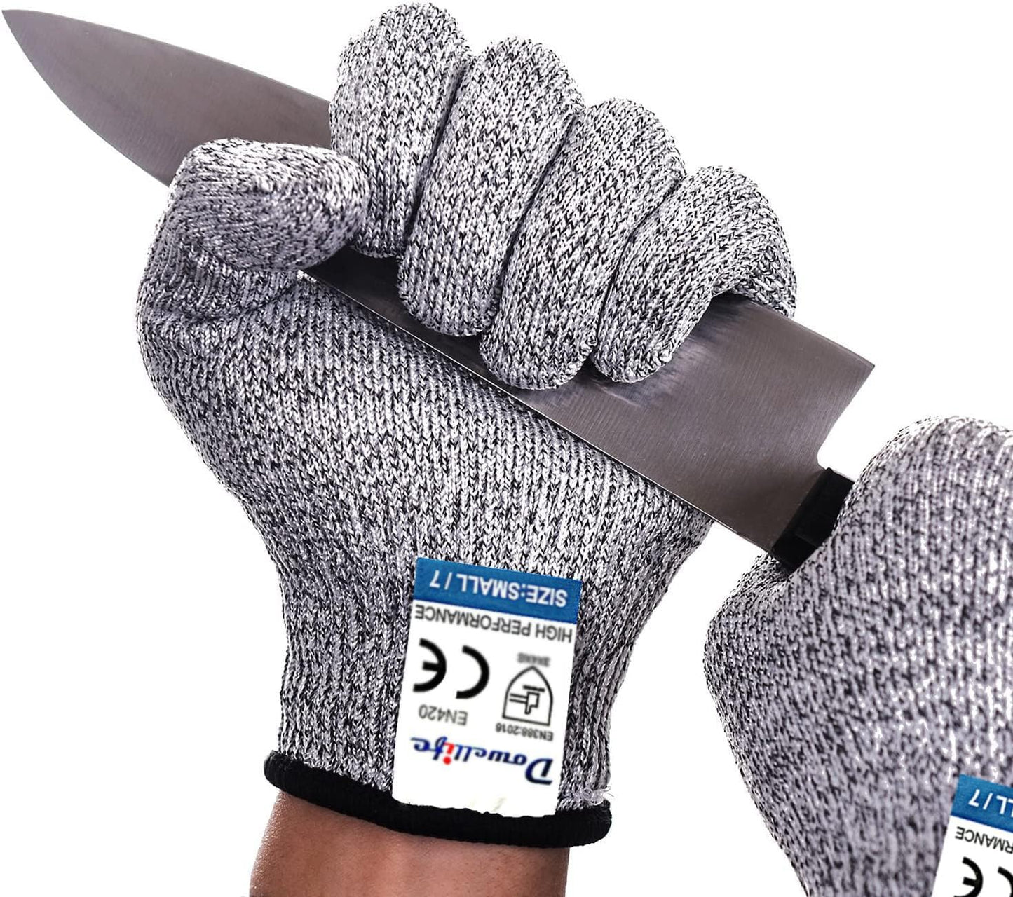 Dowellife Cut Resistant Gloves Protection, Safety Kitchen Cuts Gloves for Oyster Shucking, Fish Fillet Processing, Mandolin Slicing, Meat Cutting and Wood Carving, 1 Pair (Small)