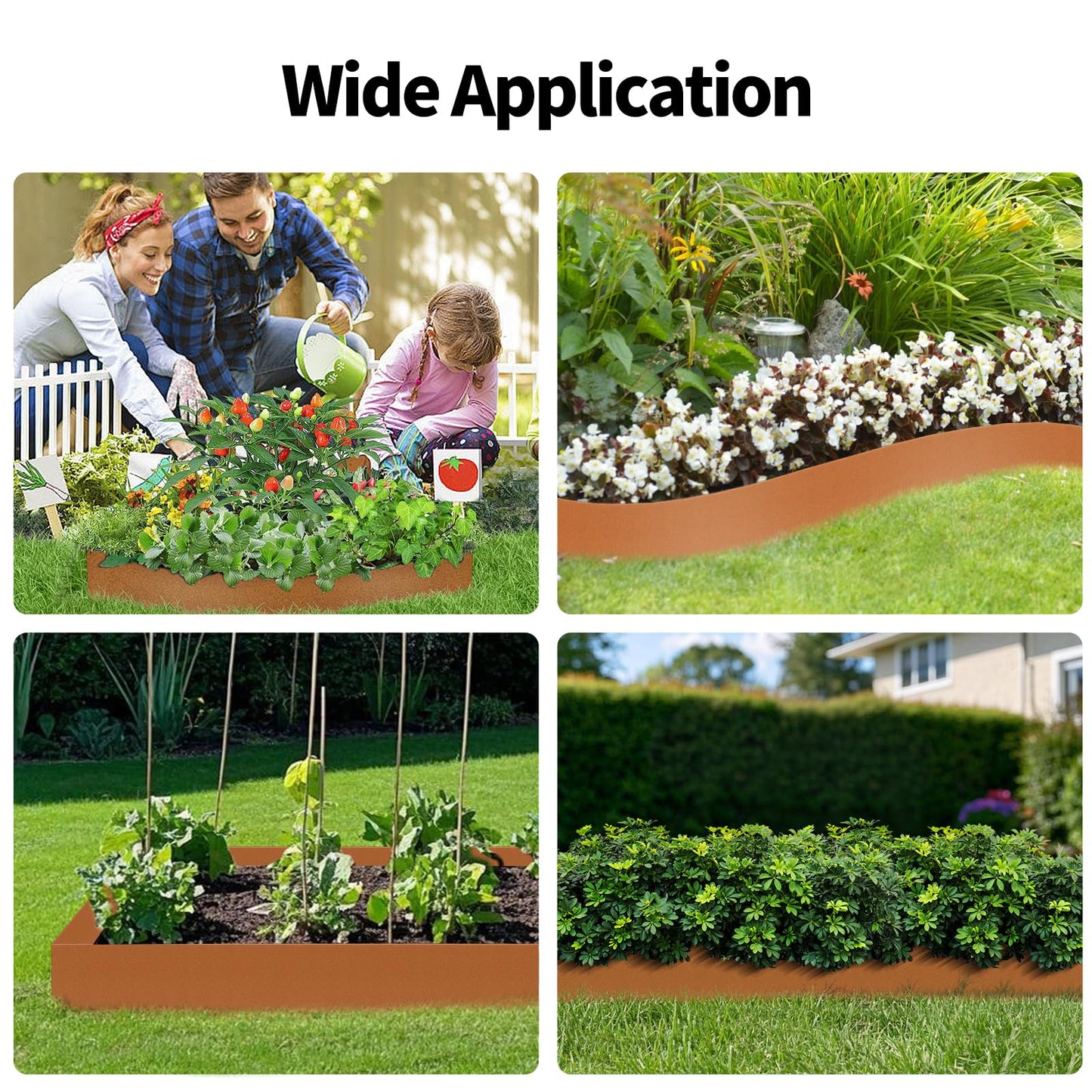 HONYTA Steel Landscape Edging, 40 x 8in Metal Landscape Edging, Hammer-in Bendable Metal Garden Edging Border Separator Strips, Heavy Duty Lawn Edging with 6 Clips Edge for Flower Bed Lawn Yard (20Ft)