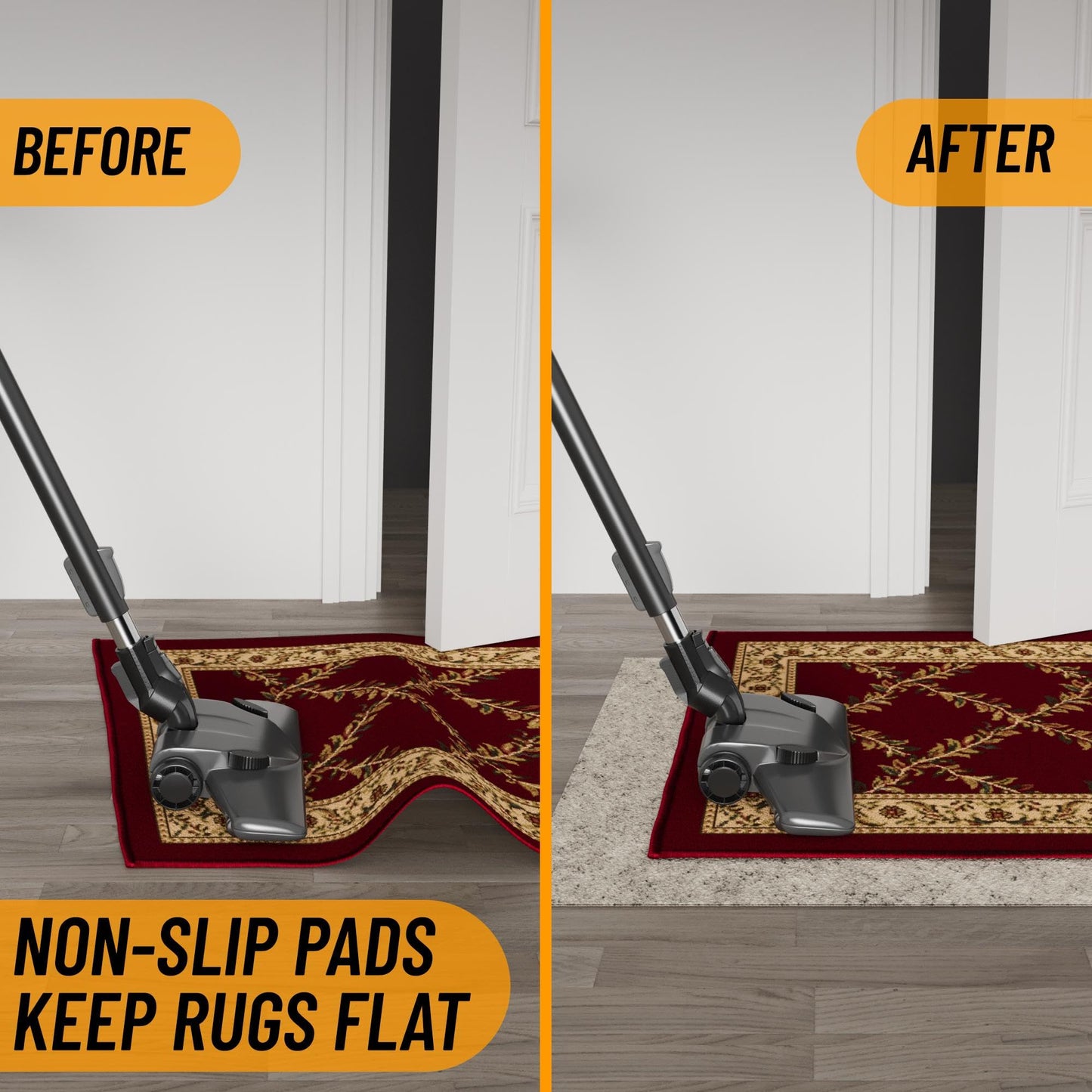 Ottomanson Non Slip Rug Pad Grip 3x23 1/8 Thick, Protection for Any Flooring Surface, Keep Your Runner Rug and Area Rugs in Place, 2'7" x 23', Beige