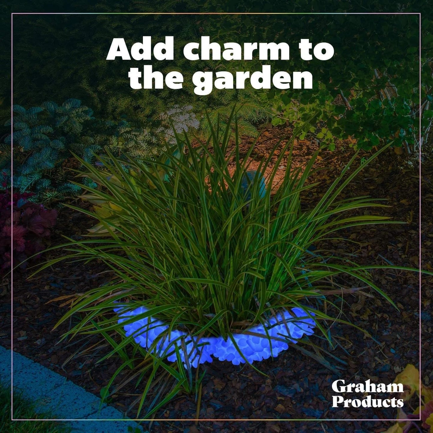 Graham Products 450 Pieces Glow in The Dark Rocks | Indoor & Outdoor Use - Garden, Fish Tank Pebbles, Planter, Walkway, Driveway Decoration & More | for Kids Aged 6 & Up | Powered by Sunlight - Blue