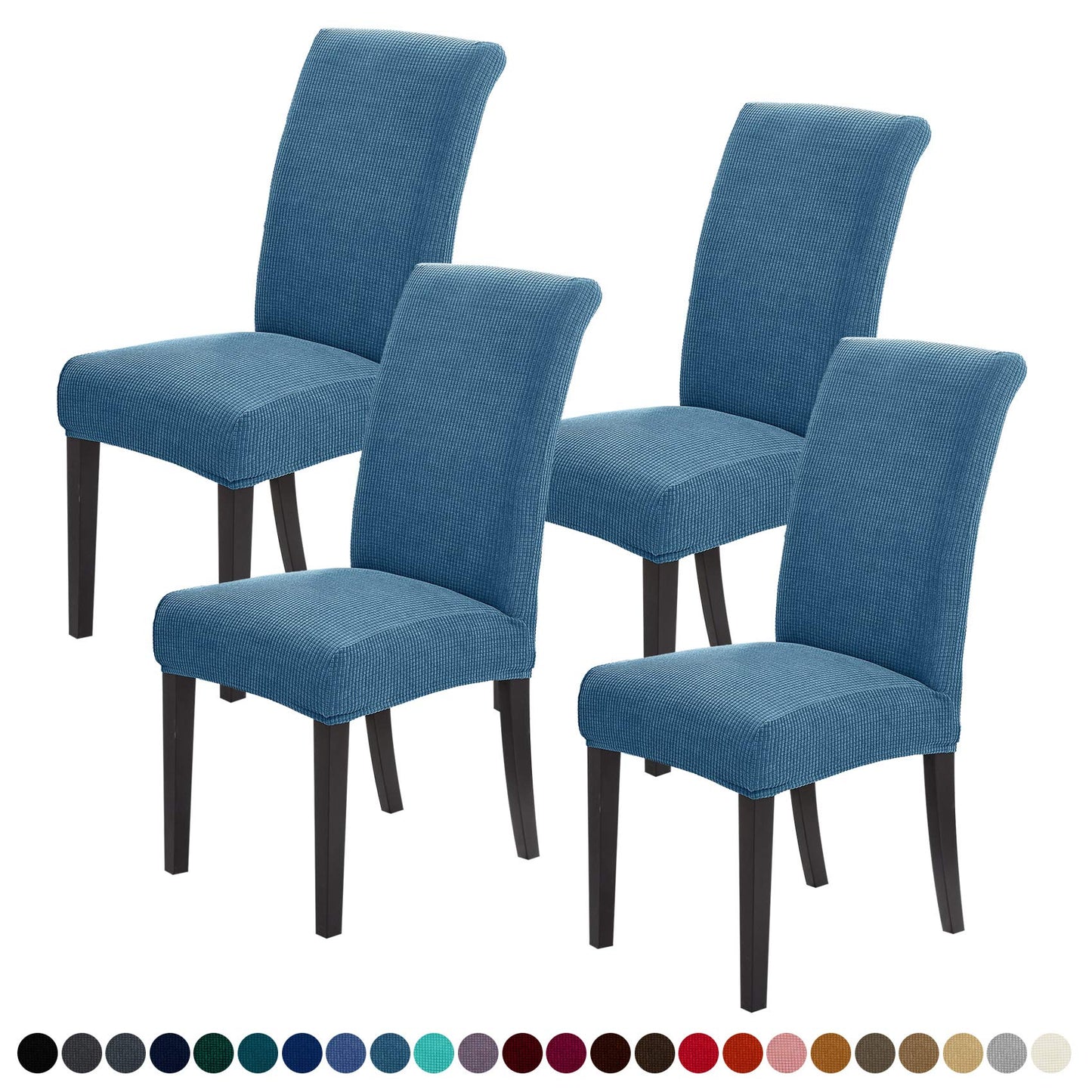 Joccun Chair Covers for Dining Room Set of 4,Chair Slipcovers Stretch Dining Room Chair Covers Seat Protector,Washable Parsons Chair Cover for Home,Hotel,Banquet(Dark Blue,4 Pack)