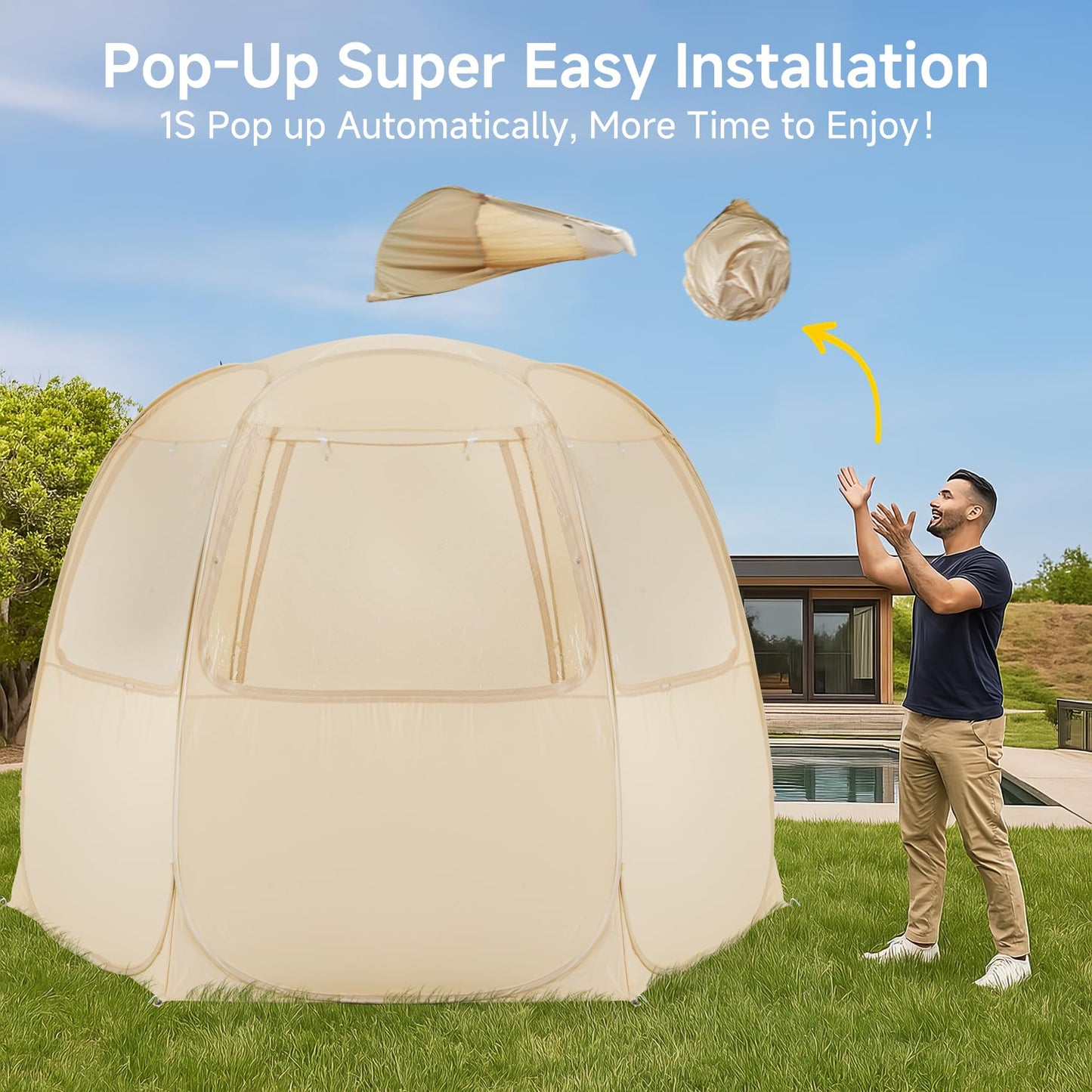 Alvantor® Pop Up Screen House Tent, UPF 50+ and Windproof Dome Outdoor Canopy Tent with Roll Up Zipped Door Privacy Gazebo, Sun Shelter Compact & Lightweight for Party Camping Fishing Picnic