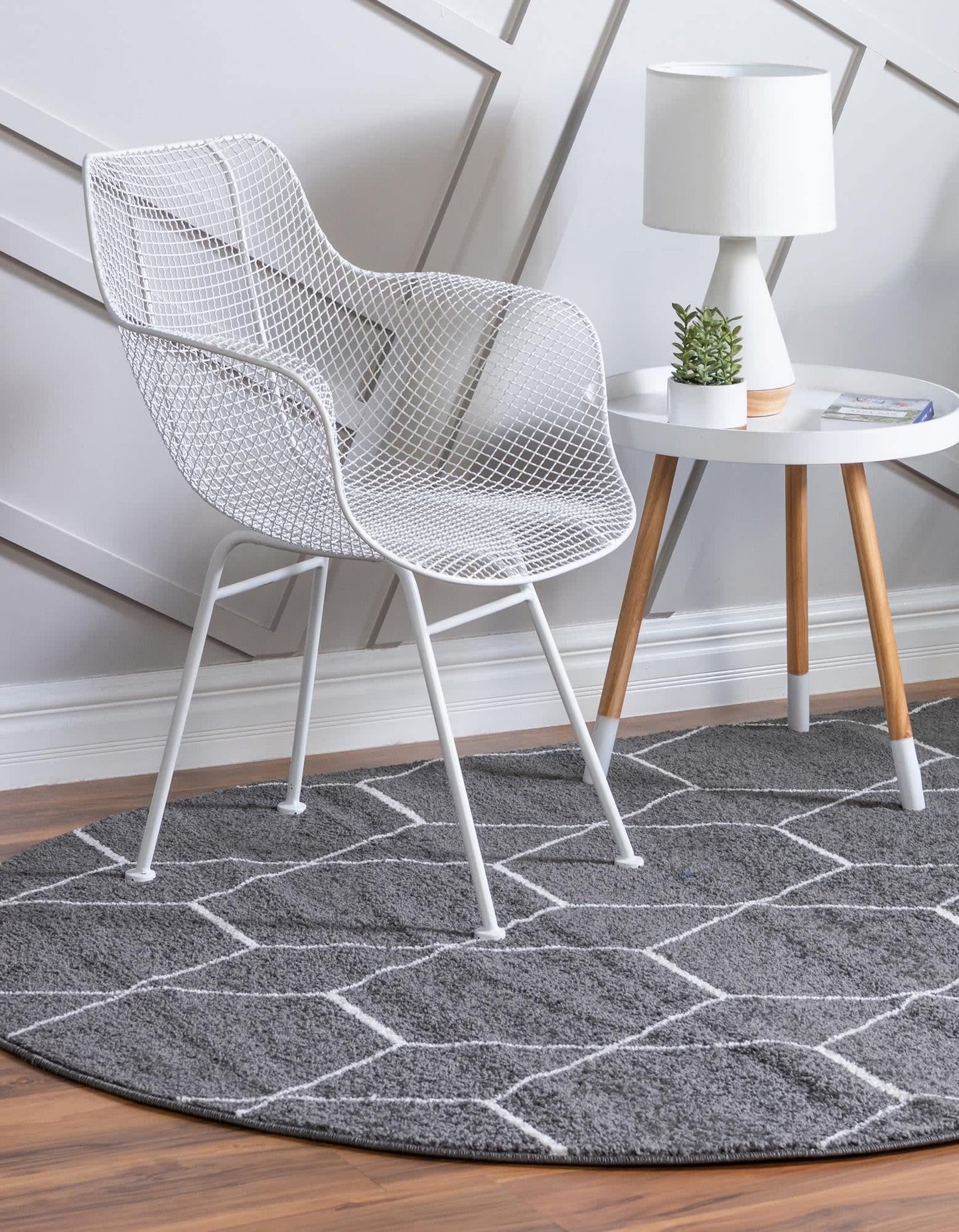Unique Loom Trellis Frieze Collection Area Rug - Geometric (3' x 5' Oval, Dark Gray/ Ivory)