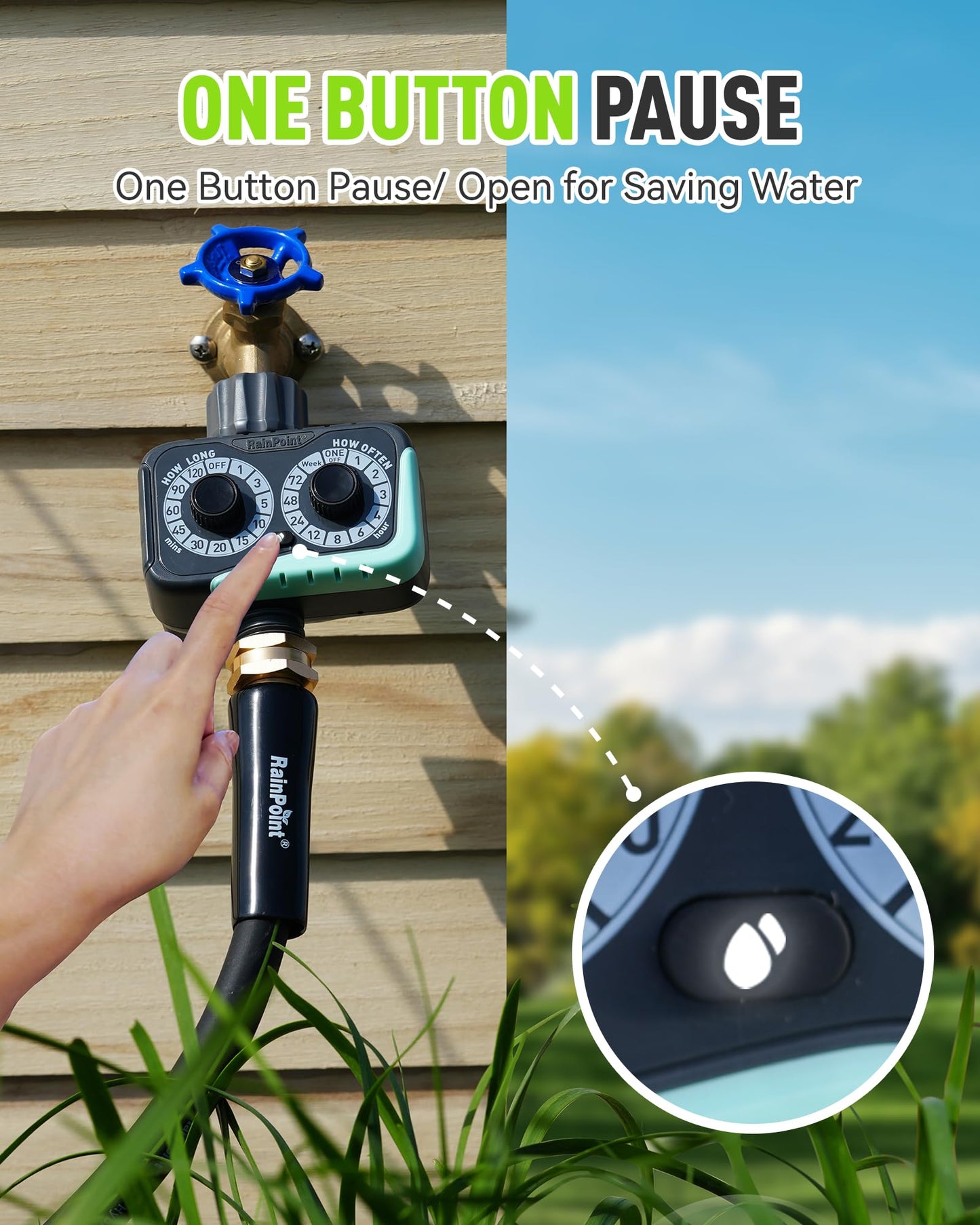 RAINPOINT Sprinkler Timer, 2 Dial Garden Hose Water Timer Automatic Programmable, Weatherproof for Lawn, Plants & Drip Irrigation