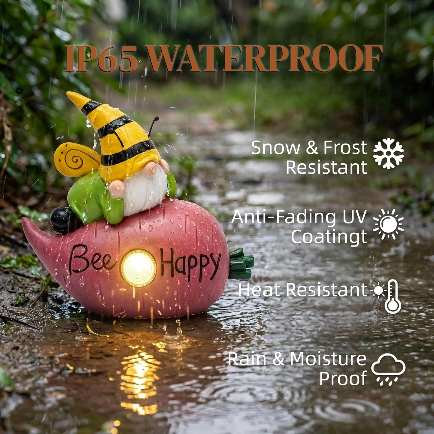 Lune cle Garden Gnomes Outdoor, Solar Gnome Garden Statue & Fairy Garden Accessories, Funny Garden Gnome Yard Ornaments & Lawn Statues, Resin Decor Gnomes Gifts for Women Mom