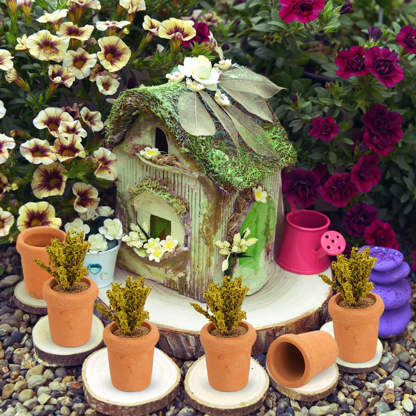 Skyley 16 Pcs Small Mini Clay Pots 0.6 Inch Terracotta Pot Small Flower Pot for Crafts Doll House Flower Pots for DIY Garden Plants and Office Desktop Windowsill Decoration