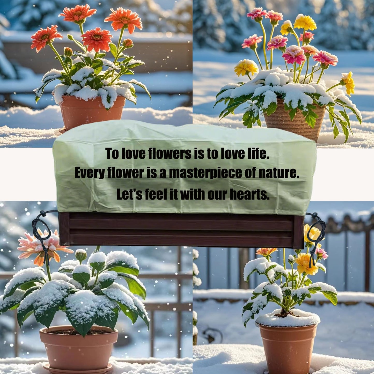 EJW Planter Cover, Plant Covers Freeze Protection,2 Pack 39.3"*17.7"x15.7" Planter Covers for Winter, Frost Cloths for Outdoor Plants, Raised Bed Covers for Winter.