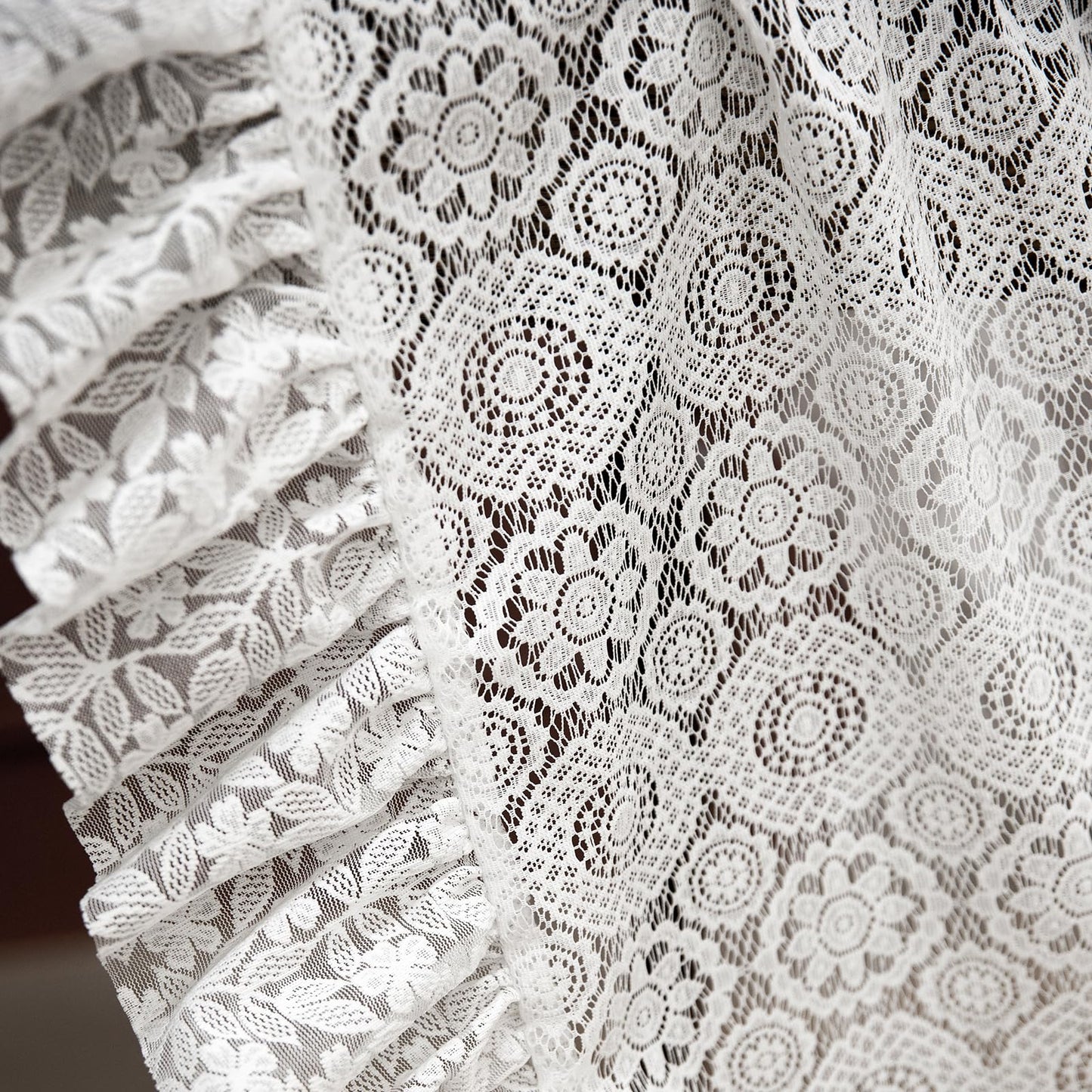 GLORY SEASON Lace Tablecloth with Flower and Leaf Pattern Fabric Ivory White Rectangle/Oblong Table Cloth Cover for Wedding Buffet Banquet Parties Holiday Farmhouse Kitchen Dining Decor 52x70 Inch