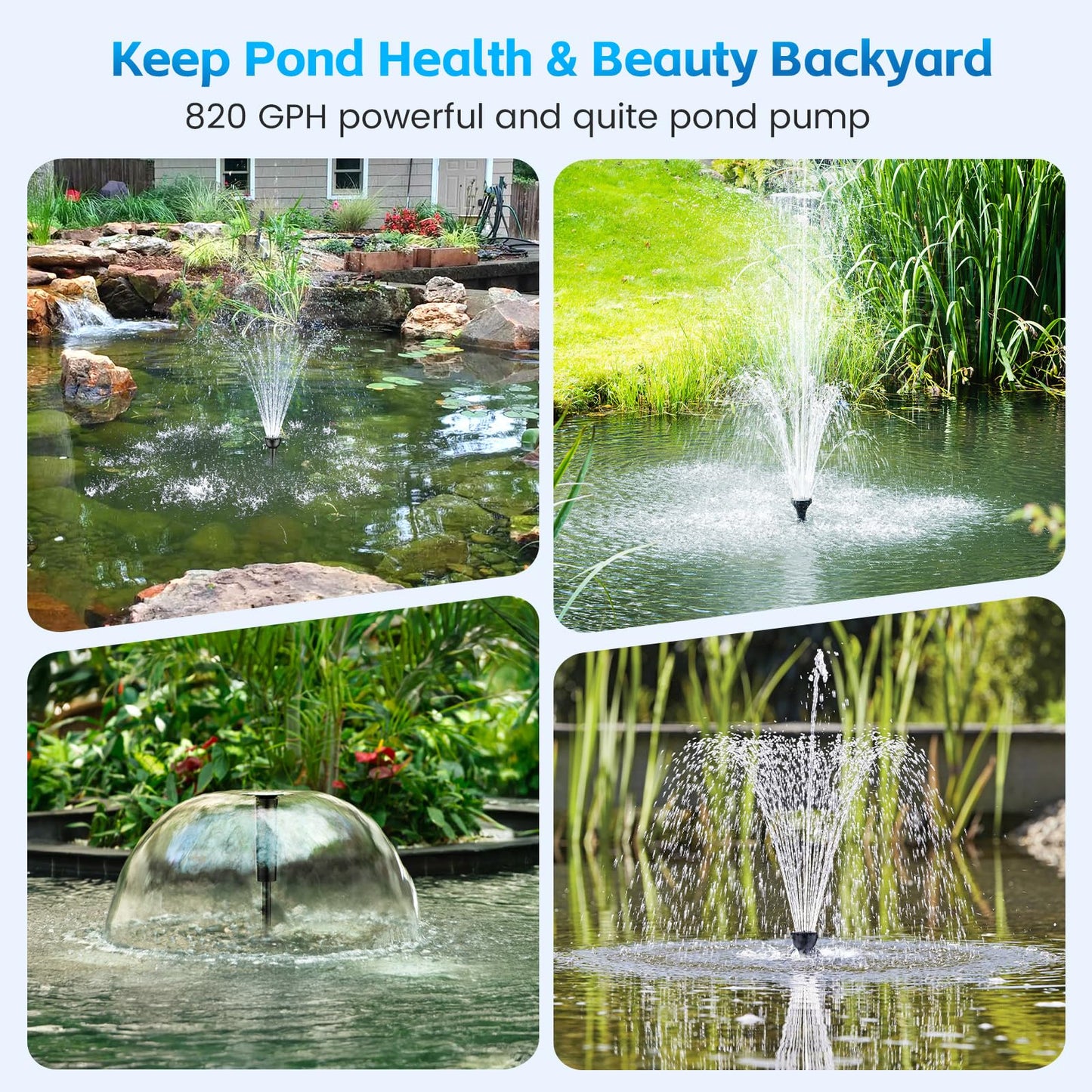 Fountain Submersible Water Pump: 60W Small Sump Pump for Outdoor Pond Hydroponic Statuary Waterfall Aquarium Fish Tank