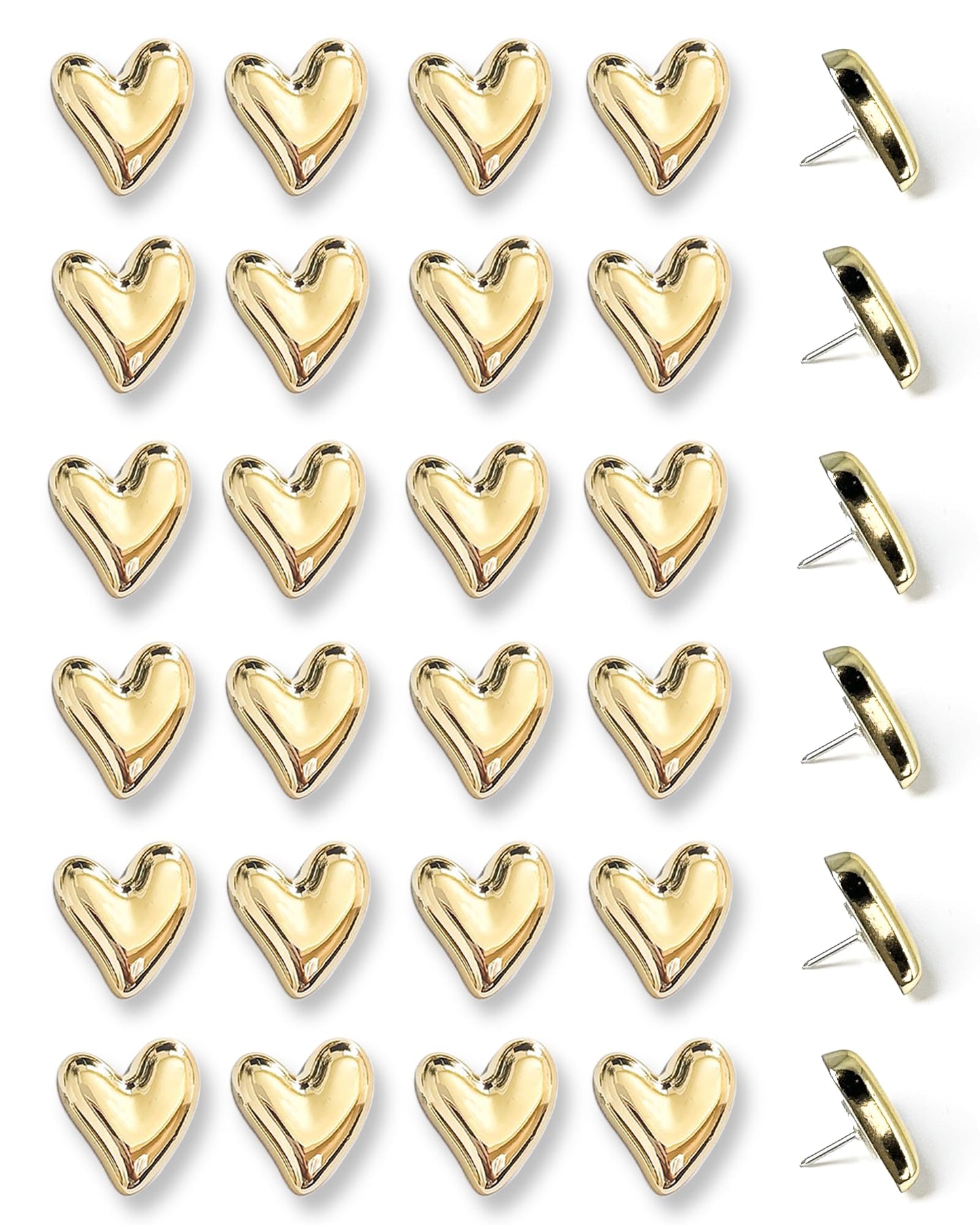 30 pcs - Heart Decorative Pins, Gold Cute Pins for Bulletin Board, Office or Home (30Pcs-Gold)