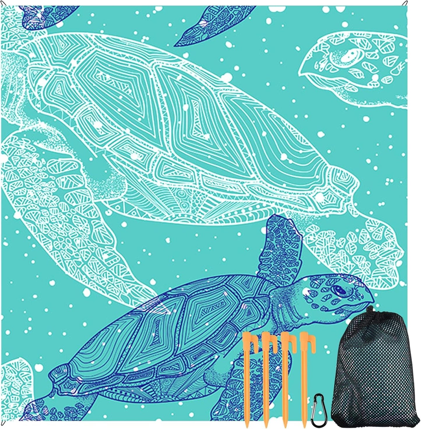 JKSvrenthy Beach Blanket Waterproof Sandproof Beach Mat Sand Free Beach Essentials for Picnic Party Travel Camping Hiking - 79" X 83"