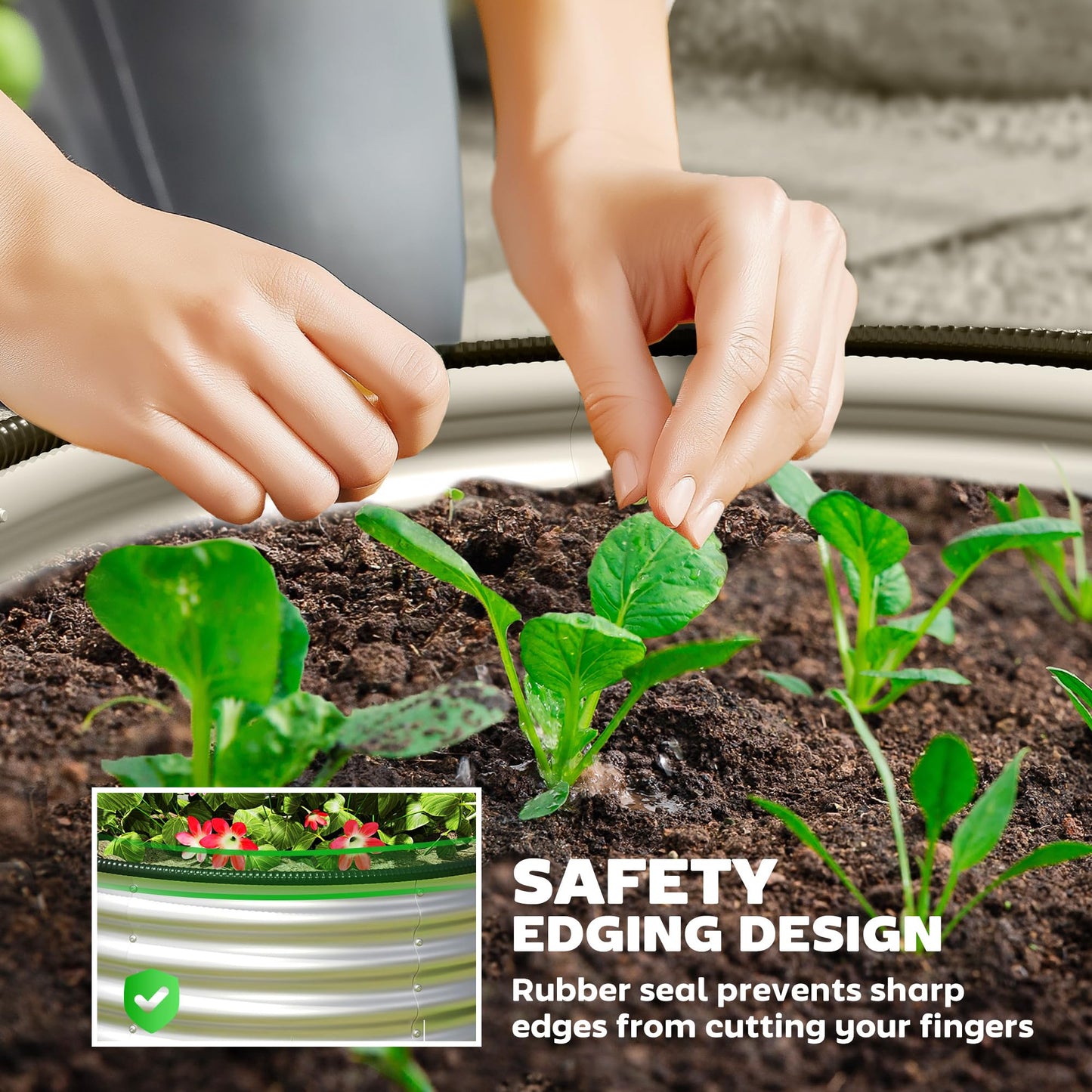 Outsunny Galvanized Raised Garden Bed Set of 2, Planters for Outdoor Plants with Safety Edging, Easy-to-Assemble Stock Tanks for Growing Flowers, Herbs and Vegetables, 3' x 3' x 1.4', Silver