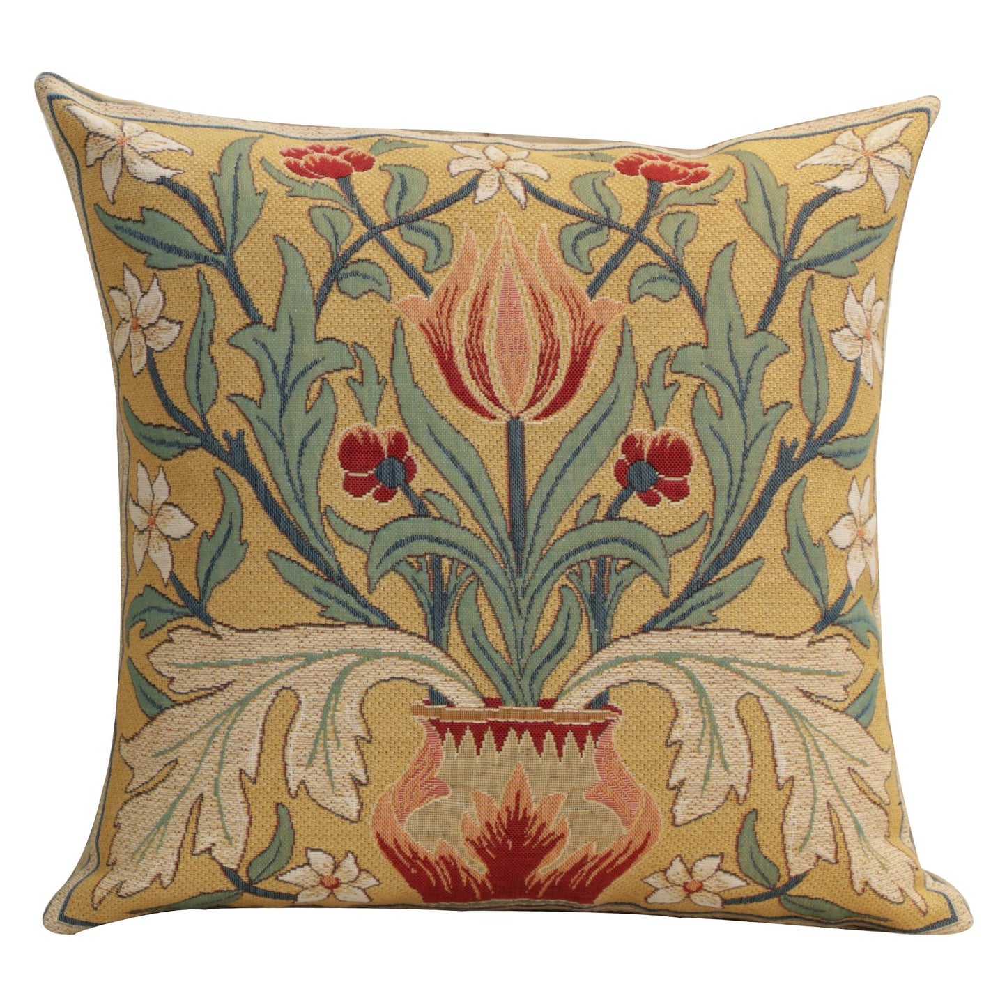 Charlotte Home Furnishings Throw Pillow Covers Decorative Boho Pillow Covers for Couch Living Room Red Tulip Square Cushion Cases 18x18 in European Cotton Jacquard Woven for Cozy Bedroom Decor