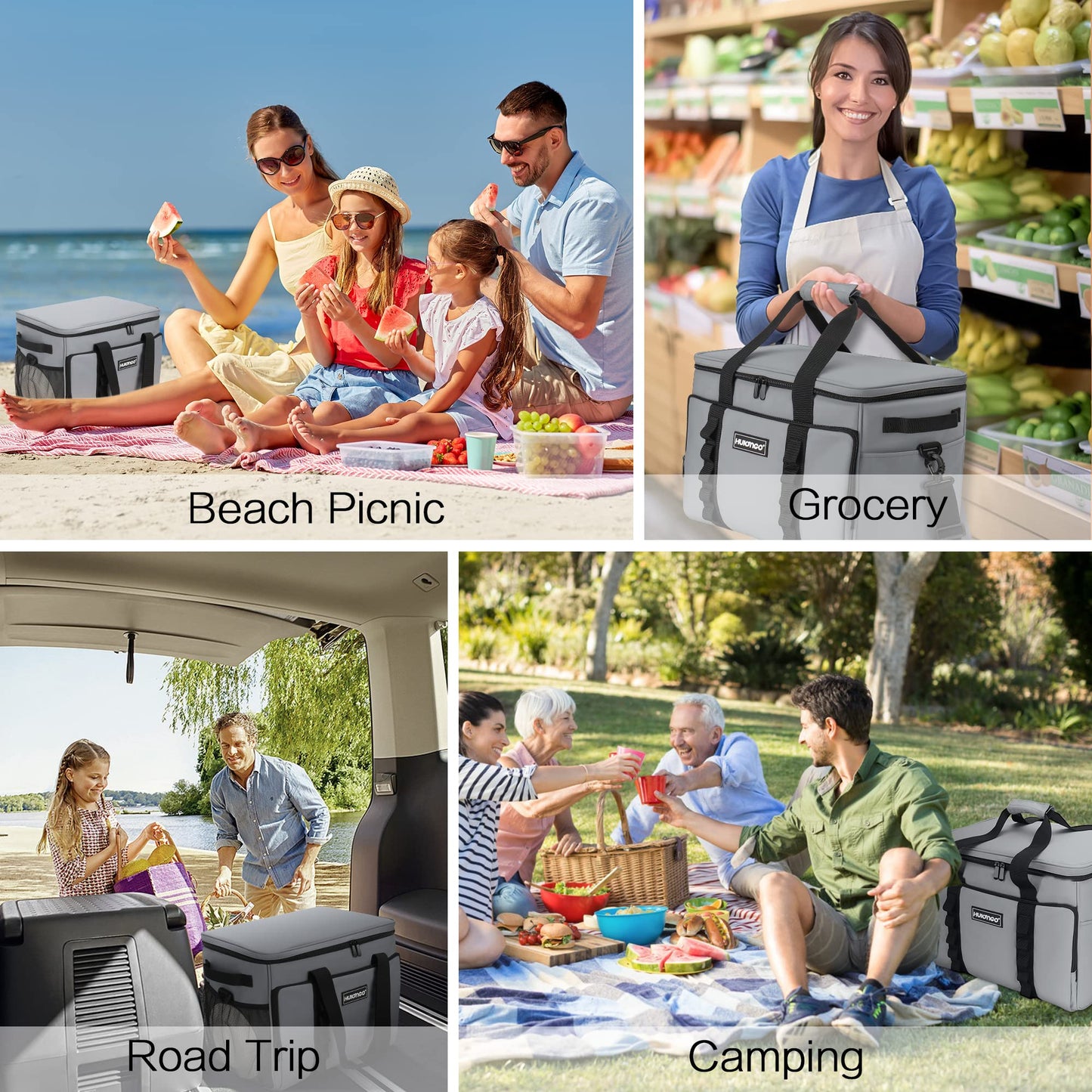 Soft Insulated Cooler Bag Collapsible Large Travel Coolers Soft Sided Coolers Ice Chest, Leakproof, Waterproof, 48-Can, 32L