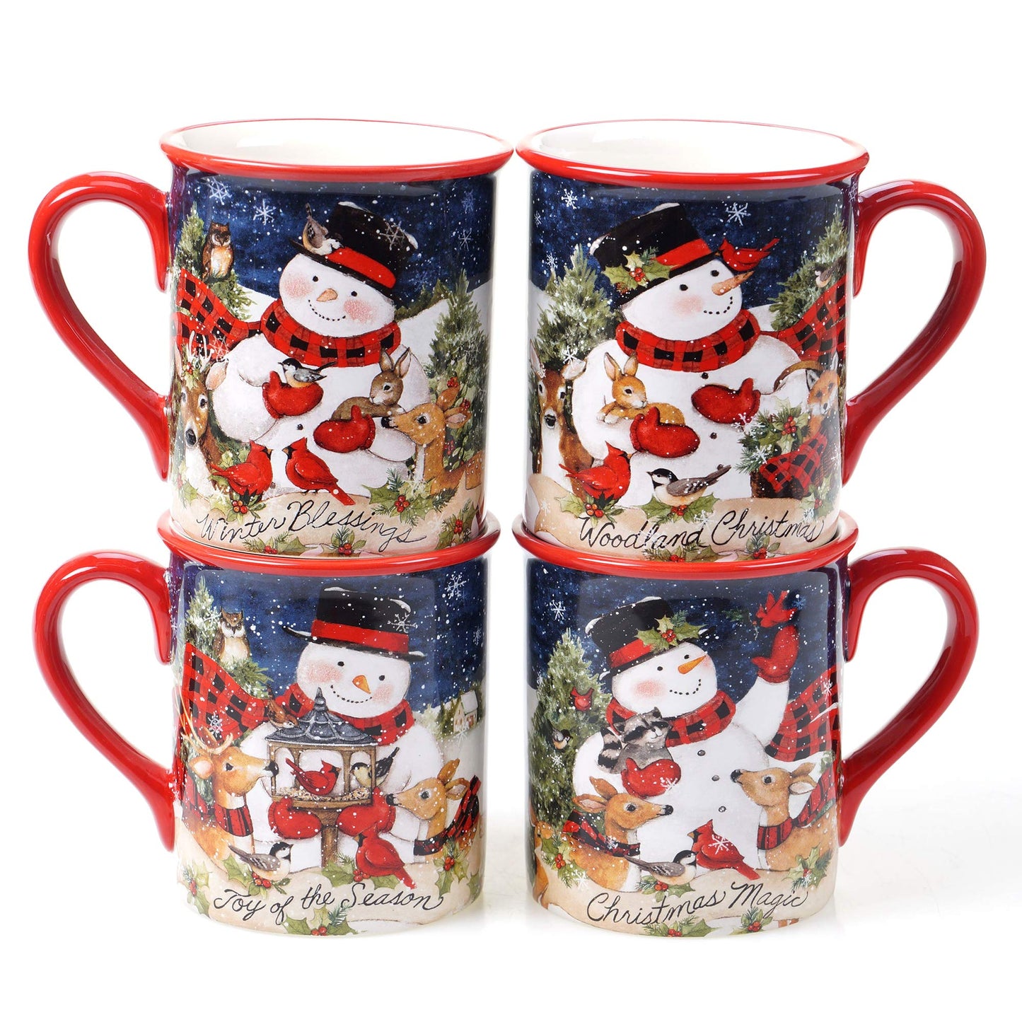 Magic of Christmas Snowman 16-Piece Holiday Dinnerware Set – Service for 4 – Cheerful Winter Plates, Mugs & Bowls for Family Meals, Holiday Gatherings & Festive Table Settings