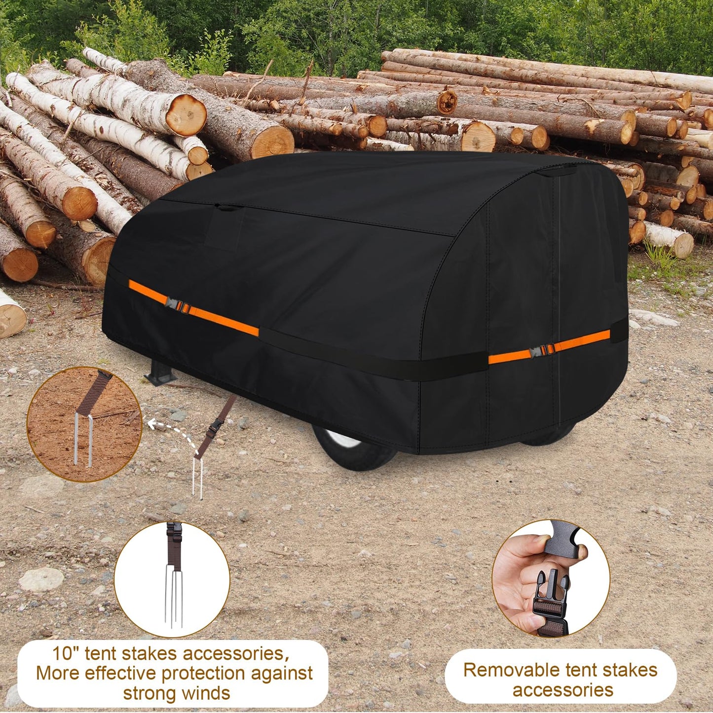 Goctoke Log Splitter Cover 1200D Heavy Duty Windproof for 15-60ton Electric Wood Splitter Cover All Weather Protection Log Splitter Accessories (94.5" L X 49.6" W X 41.7" H)