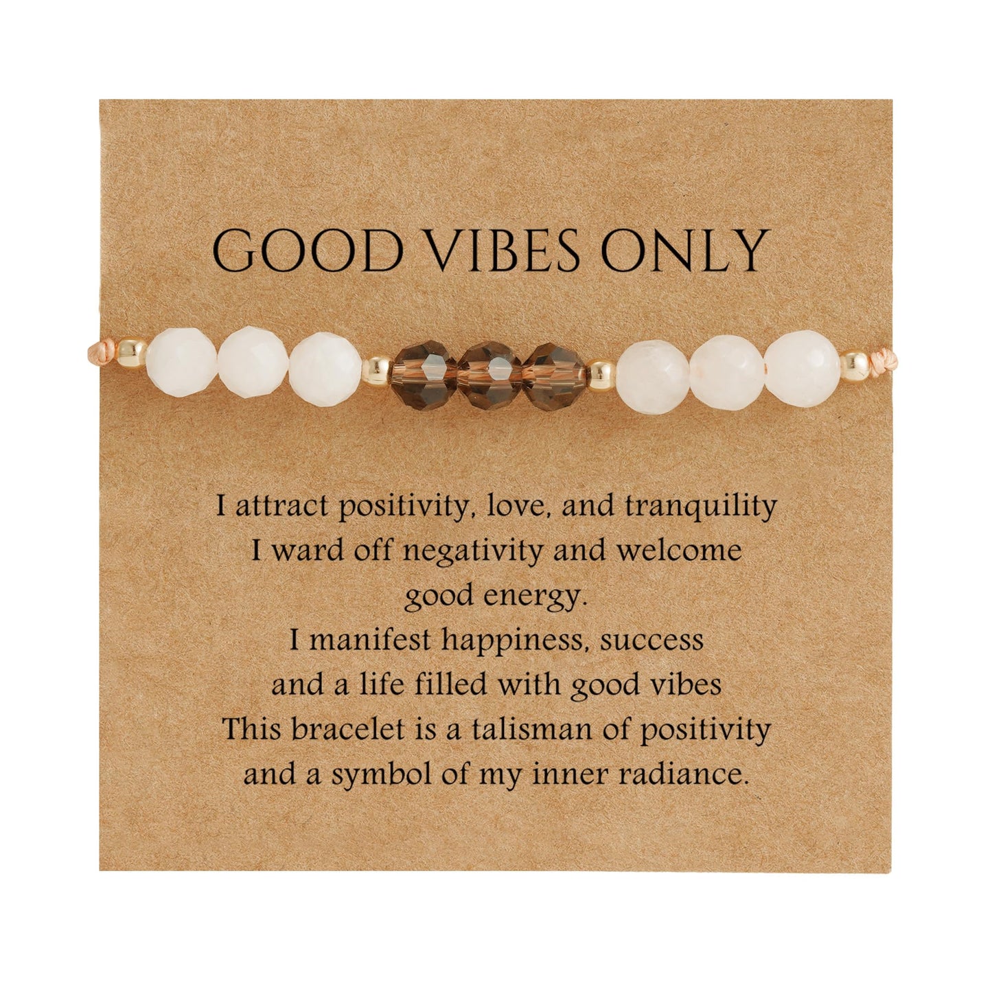 Fezodo Inspirational Encouragement Gifts for Women, Good Vibes Only Moonstone Bracelet Encouragement Cheer Up Gifts for Women Friend Sister Coworker Bestie
