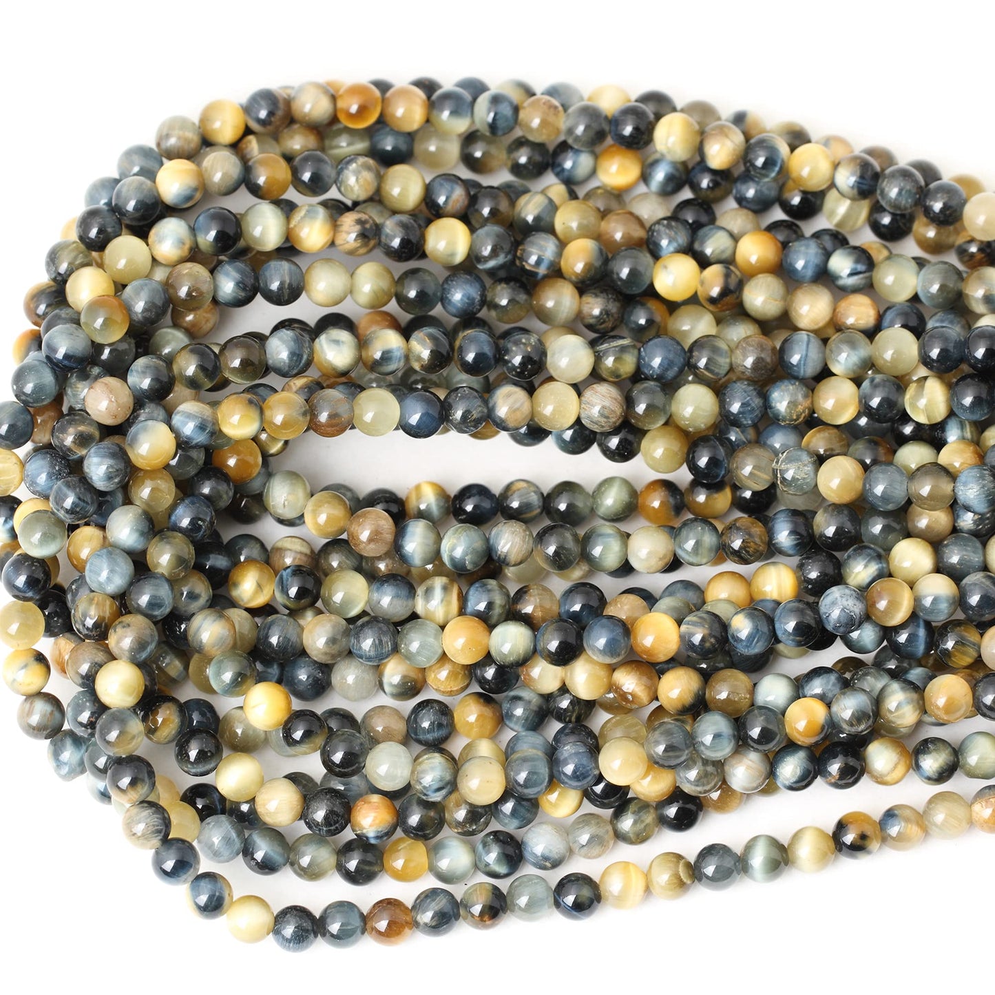 CHEAVIAN 60PCS 6mm Natural Dream Tiger Eye Stone Round Loose Beads for Jewelry Making DIY Bracelet Necklace Materials 1 Strand 15"