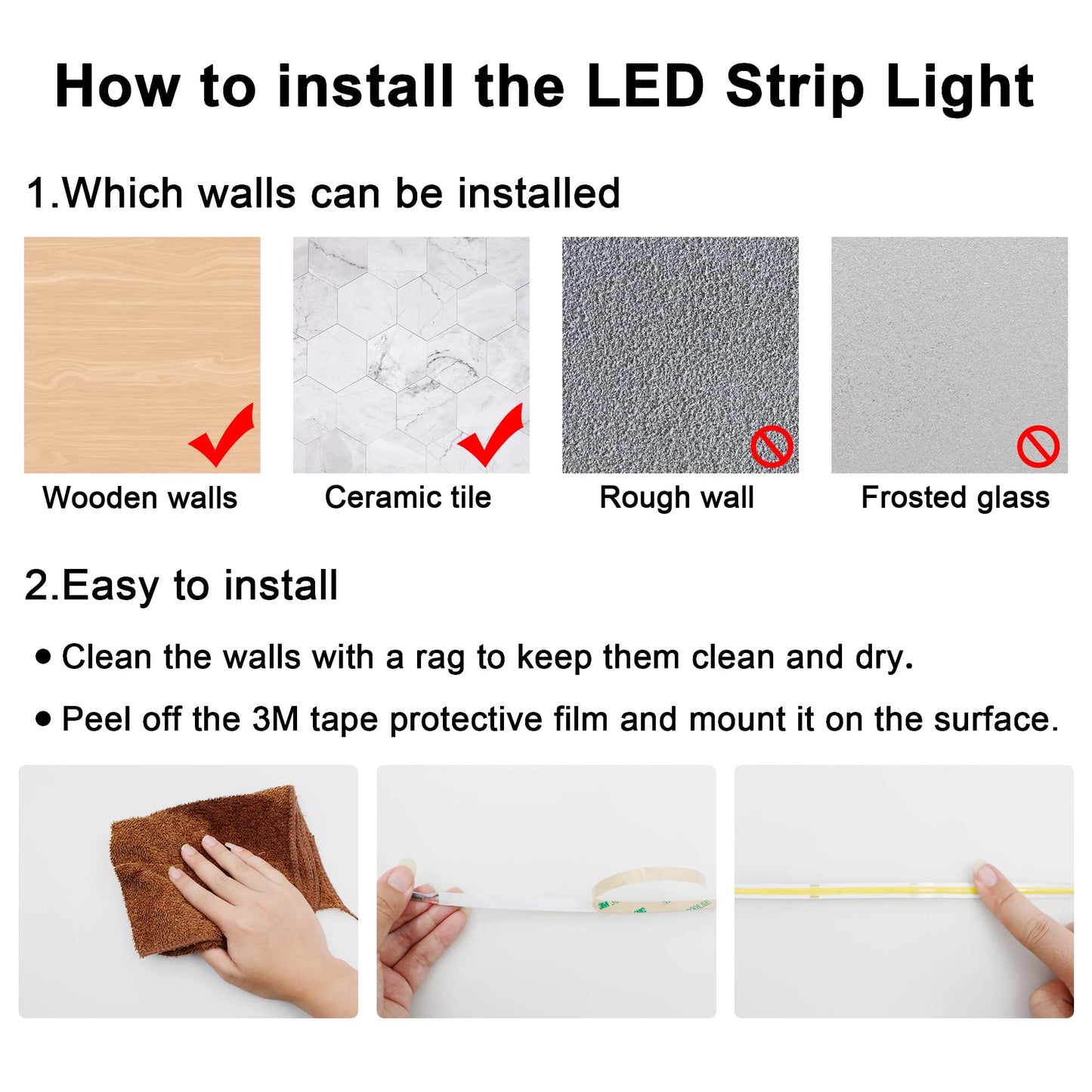AXMOTUT COB LED Strip Light Warm White, High Bright LED Strips with 2400LEDs, RF Remote and UL Power Supply, 3000K Dimmable LED Lights for Bedroom, Kitchen, DIY Home Decoration