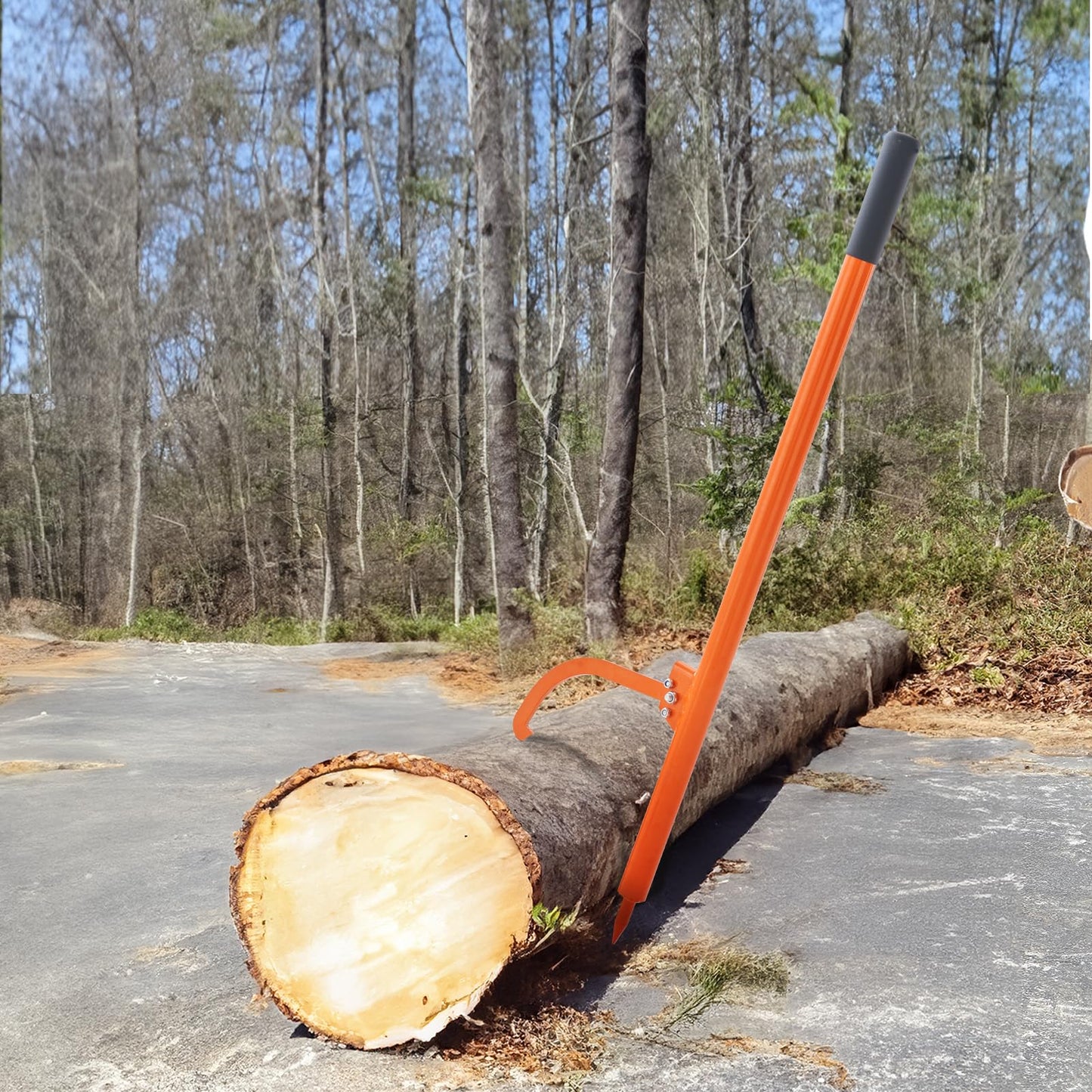 VEVOR 46.5" Log Lifter, Adjustable Heavy Duty Log Roller Cant Hook, Opening Felling Log Roller with Rubber Grip, Log Cant Hook Logging Tools for Rolling, Raising, Turning Logs up to 19" Dia