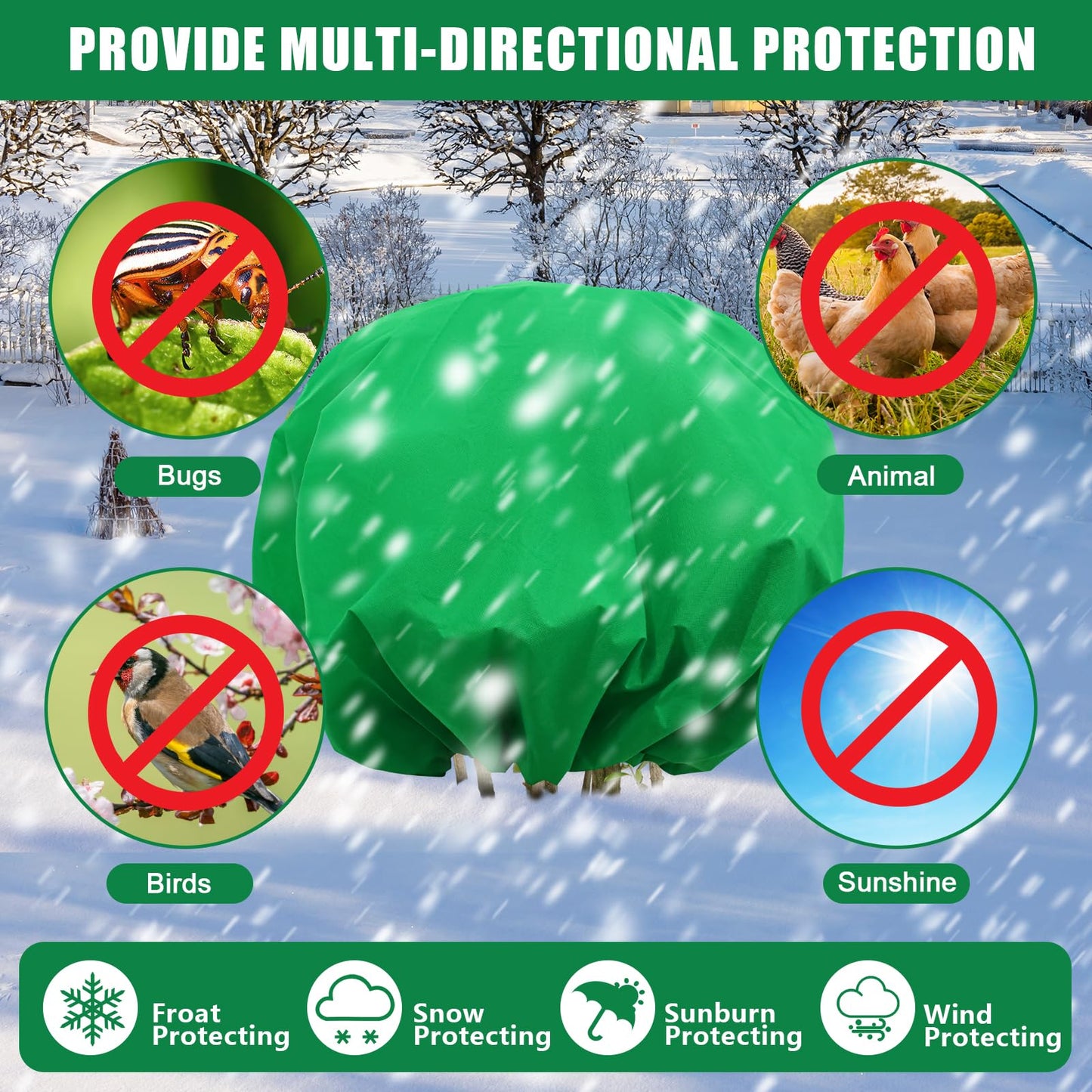 NNG 2PCS 8.1ft Dia. Round Winter Plant Covers Reusable Tree Freeze Protection with Drawstring Potted Plant Frost Blanket Outdoor Shrub Plant Cover for Winter Garden Potted Vegetable