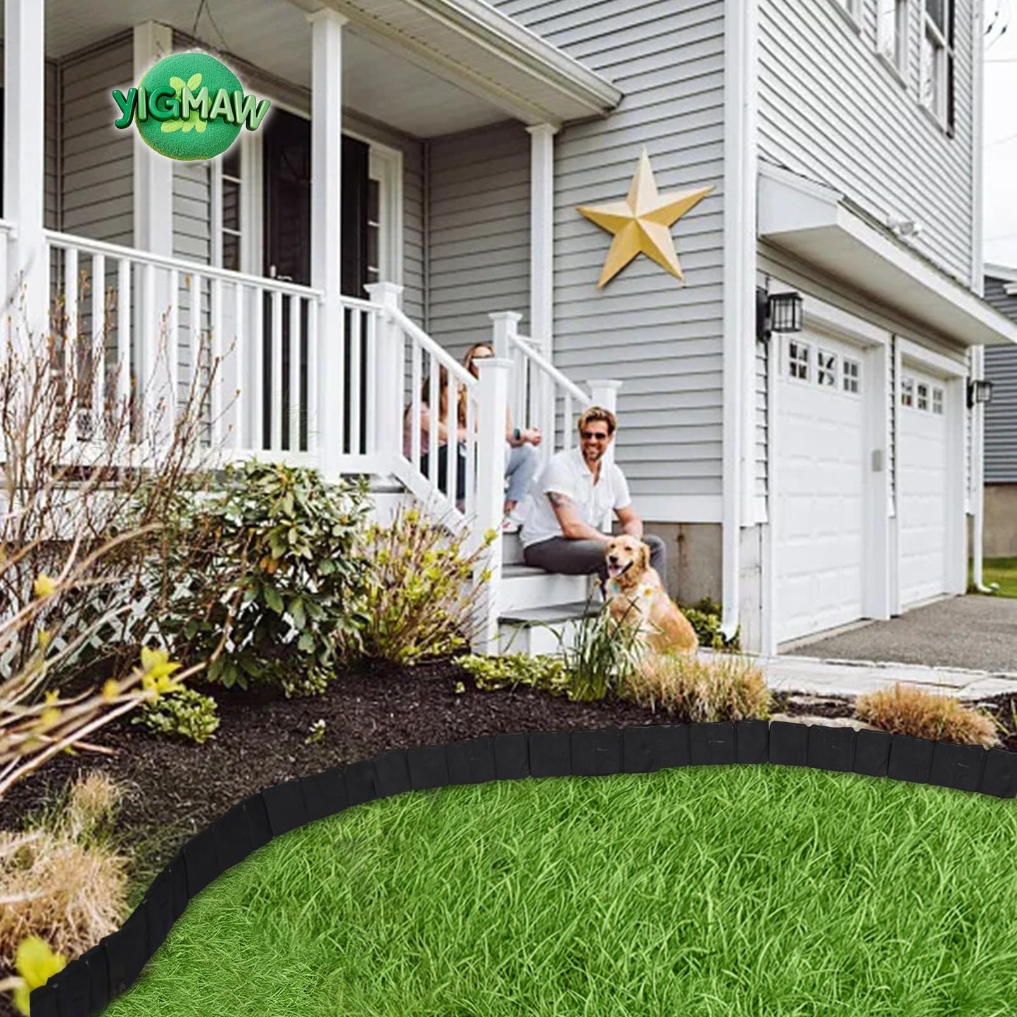 YIGMAW 2026 New Edging for Landscaping - Garden Edging Border-4 in Tall-Plastic Stone Effect for DIY Landscape,Lawn&Flower Bed (Black, 30 Pcs)