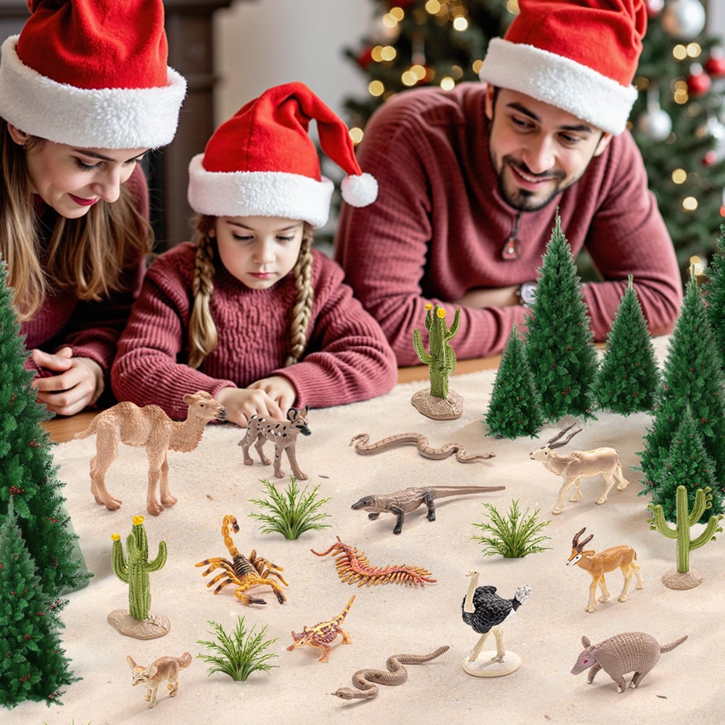 THINKBAY 16PCS Desert Animals Toys for Kids Includes Lizard, Cactus, Rattlesnake, Komodo Dragon Figurines, Desert Animals Figures for Diorama, Cake Toppers, Valentine's Day Gifts for Kids