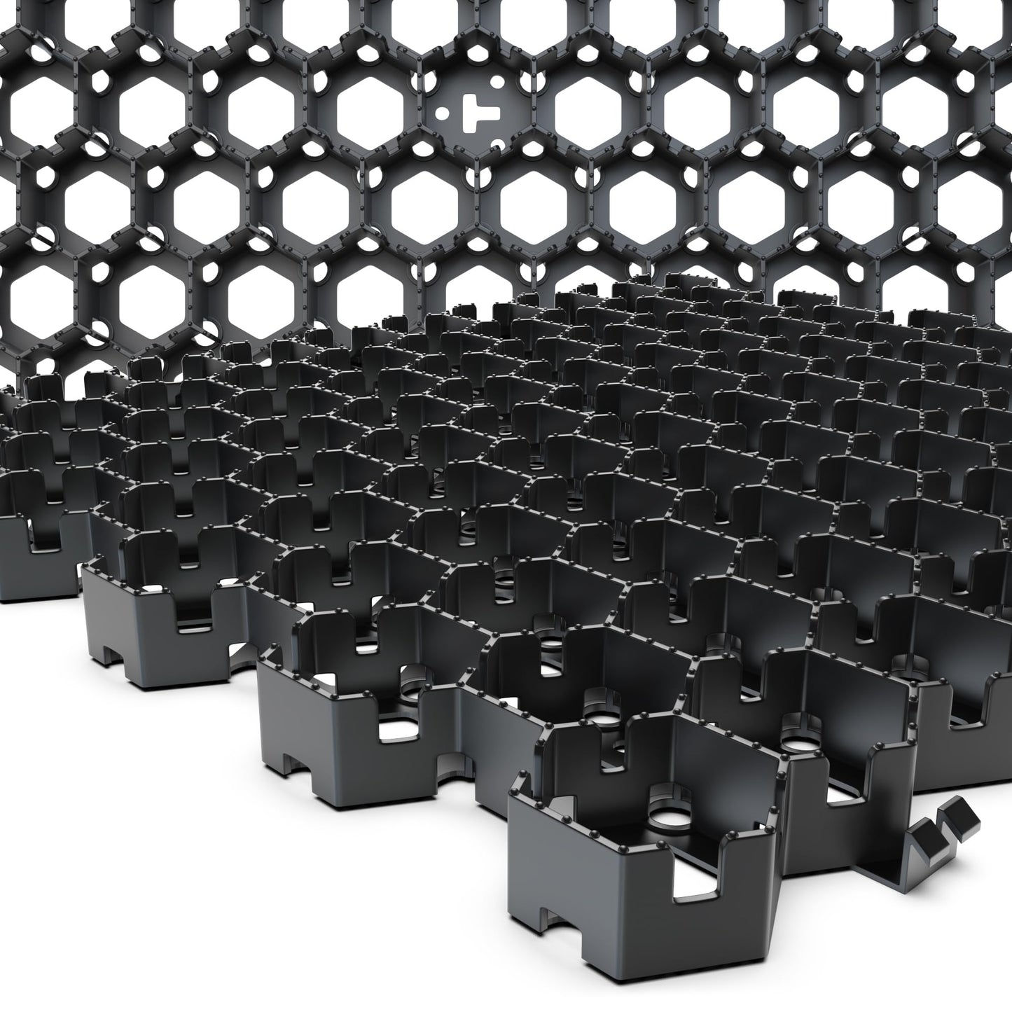 Vodaland Permeable HexPave System - Grass & Gravel Pavers - 100% Recycled PPE Plastic, Handles 27,000 lbs, 1" Depth, 65 s.f / 22 Units